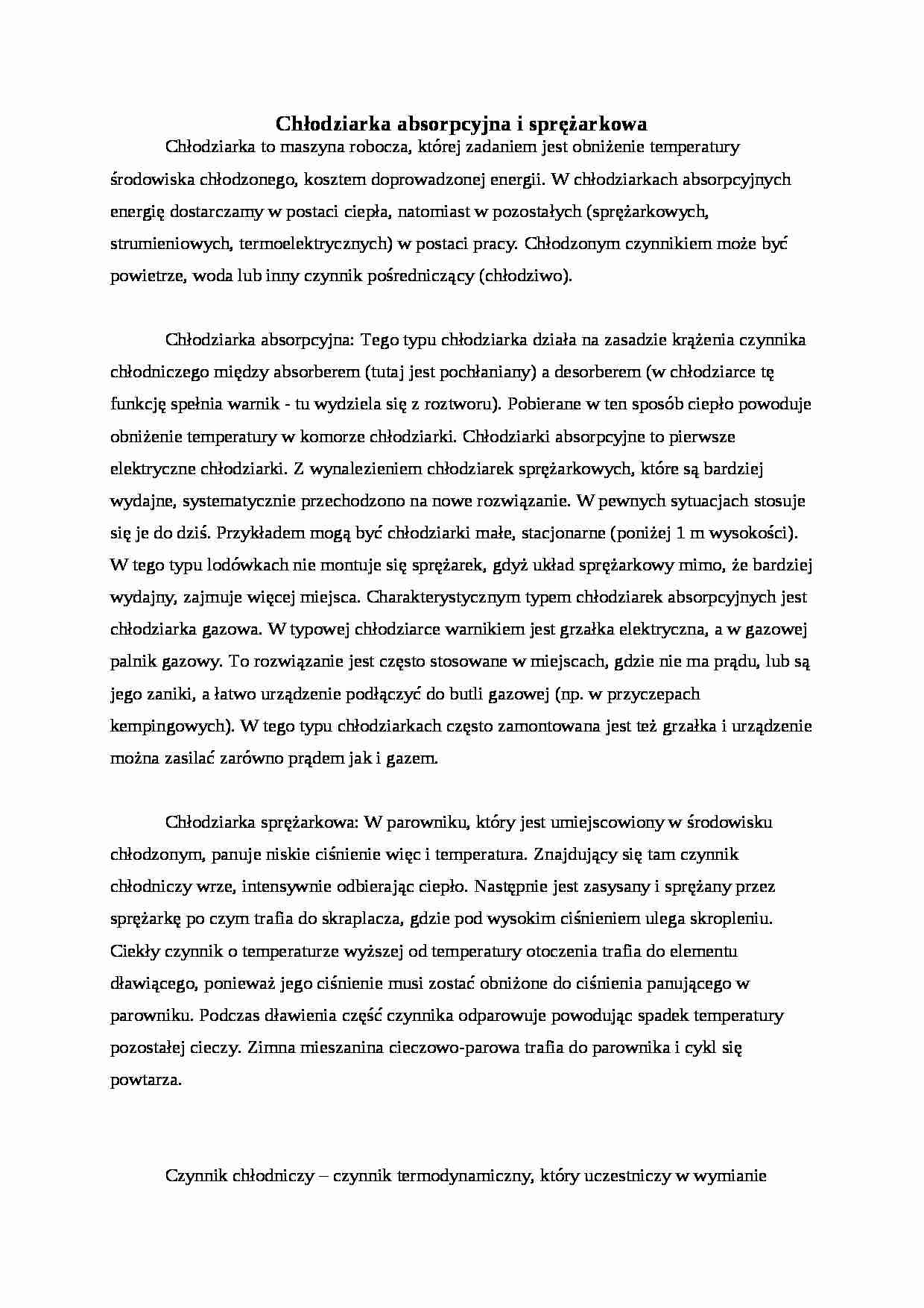 Chłodziarka absorpcyjna i sprężarkowa - strona 1
