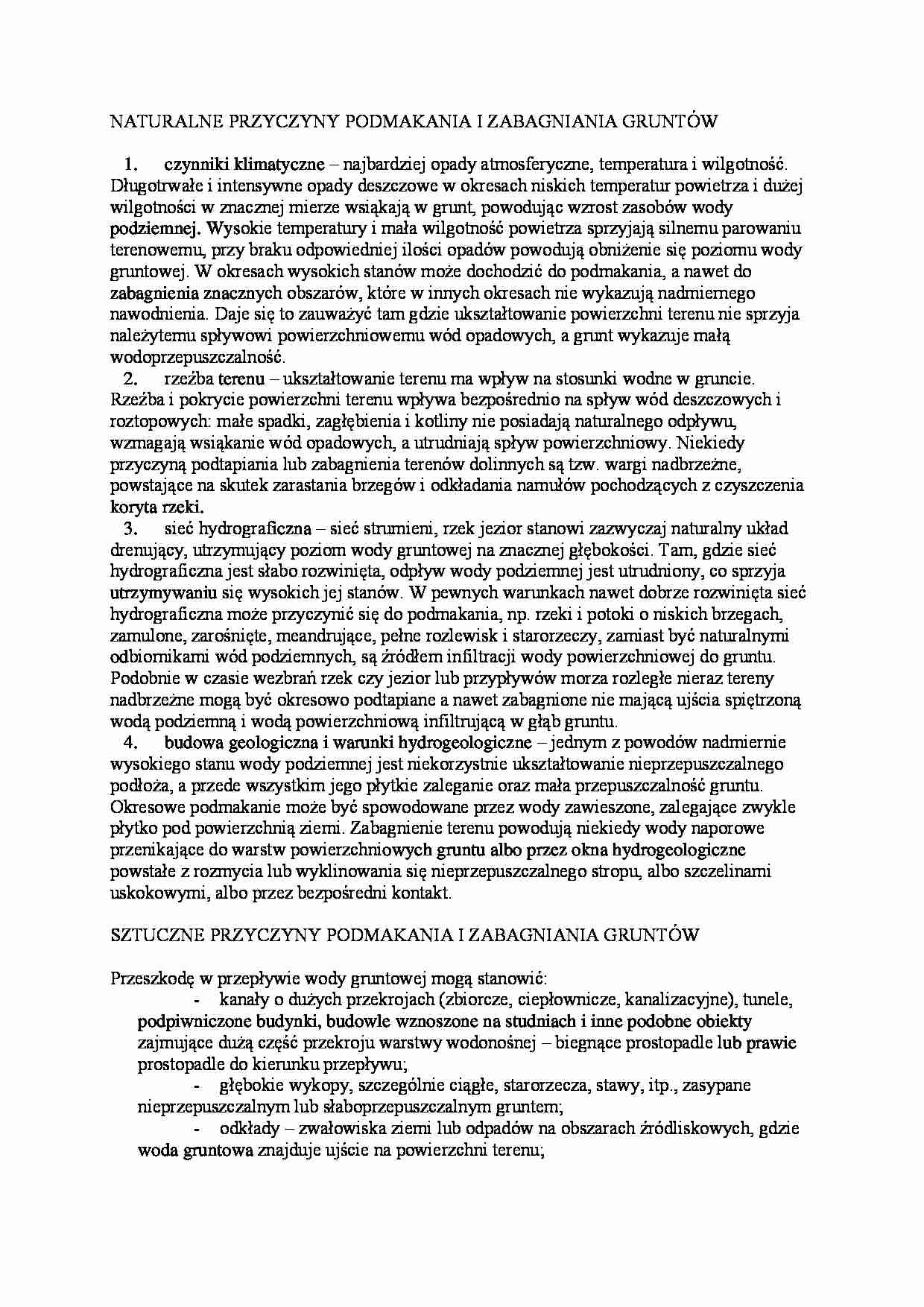 Naturalne przyczyny podmakania gruntów - omówienie - strona 1