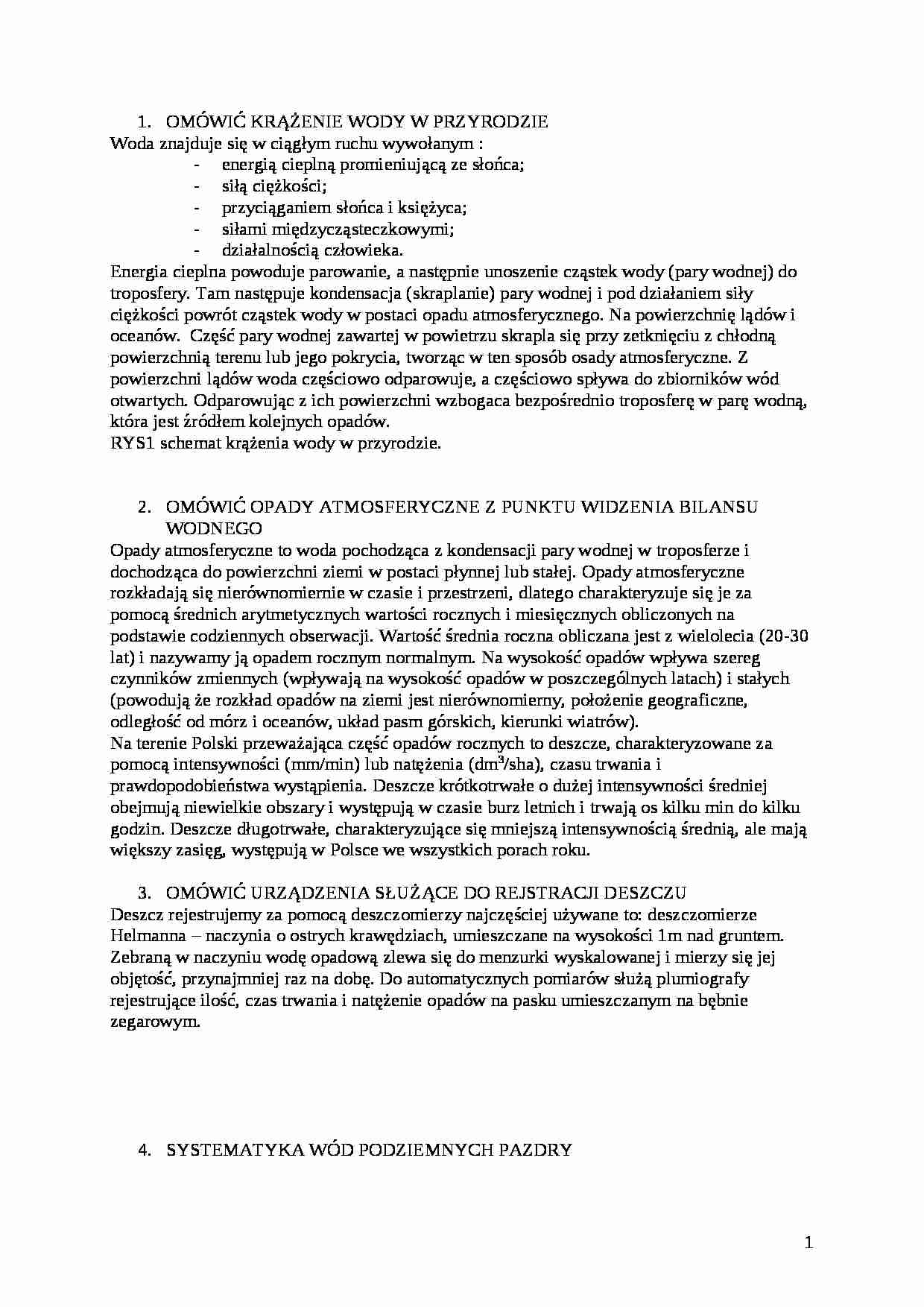 odwodnienia - pytania - strona 1
