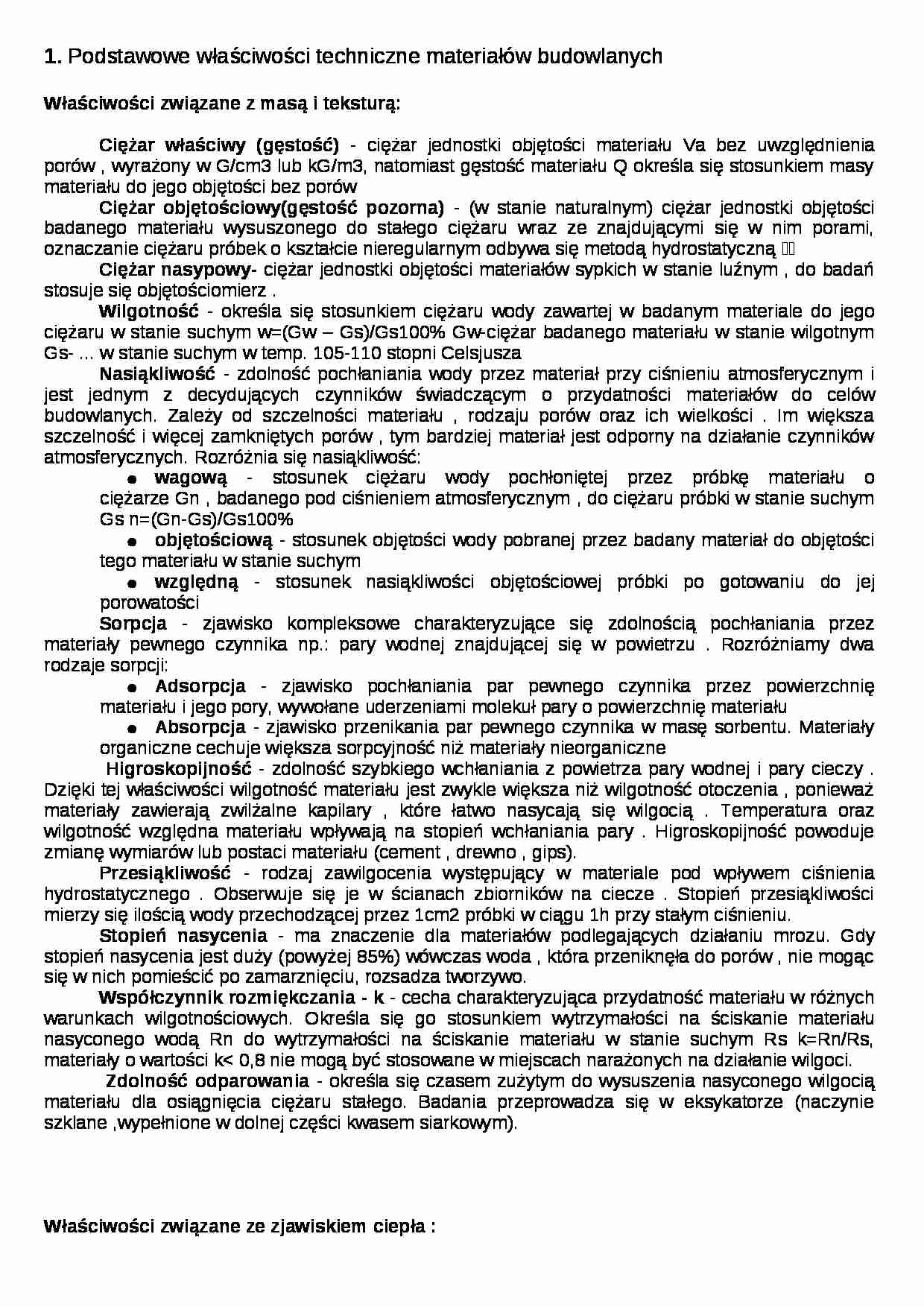 Materiały budowlane - Ciężar właściwy - strona 1