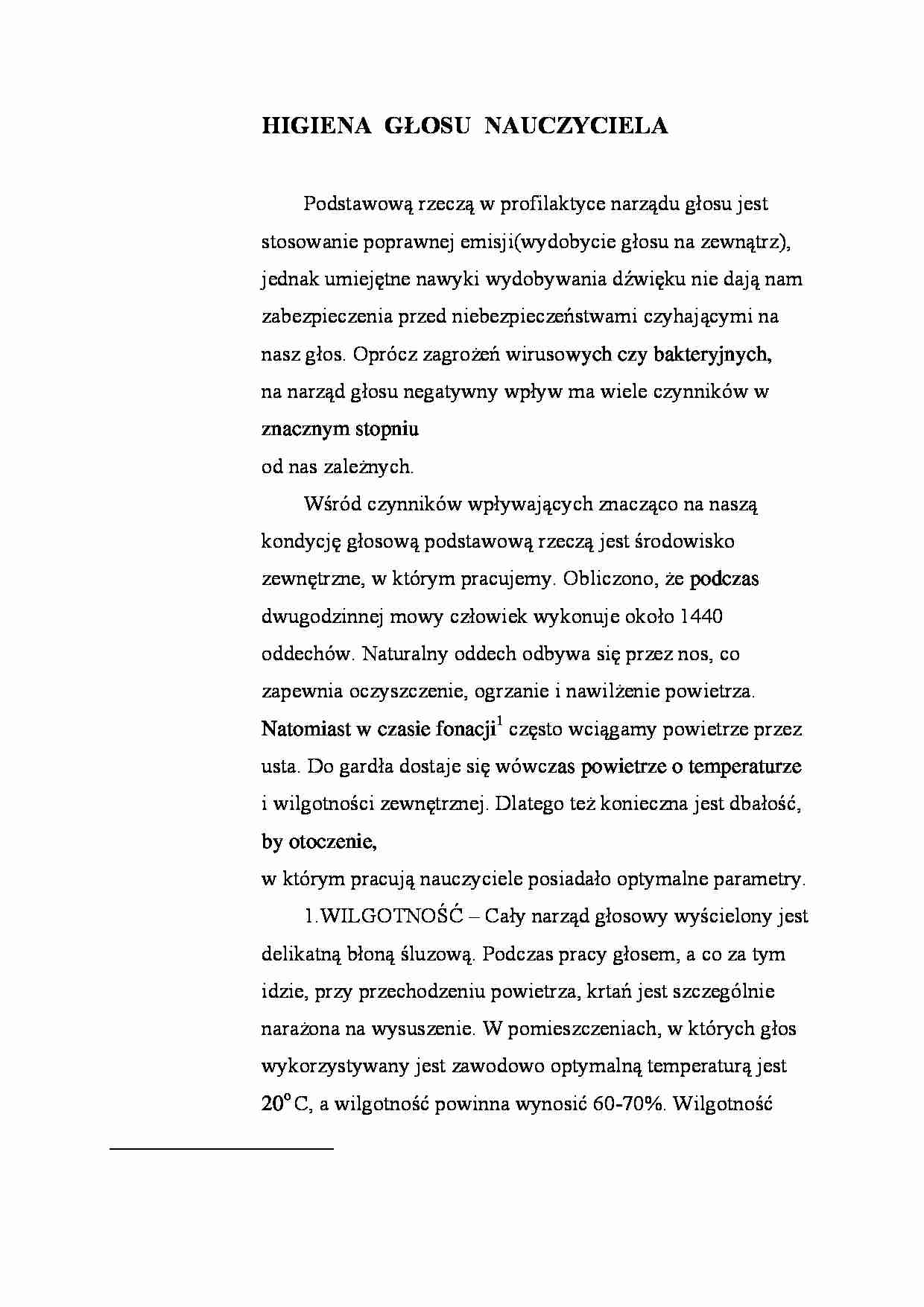 Wykład - higiena głosu nauczyciela - strona 1