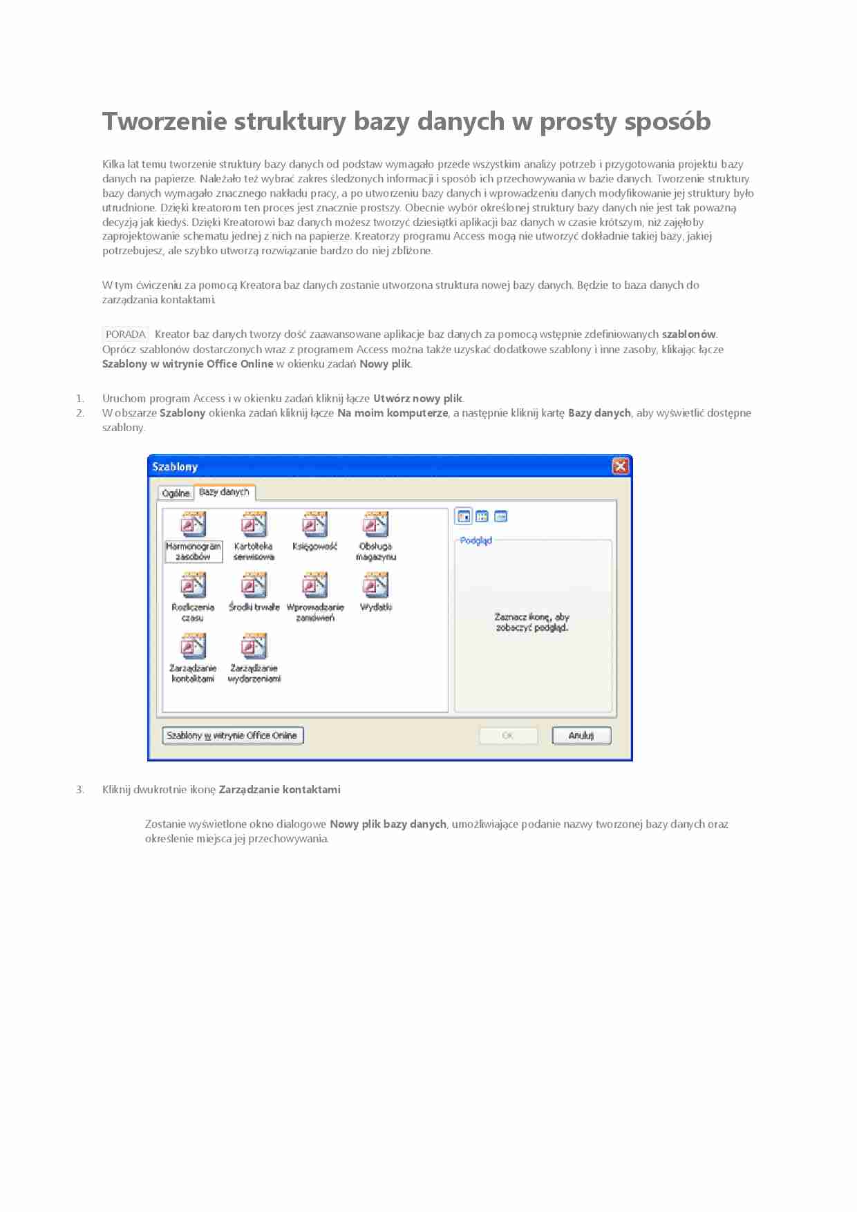 Tworzenie struktury bazy danych - wykład - strona 1