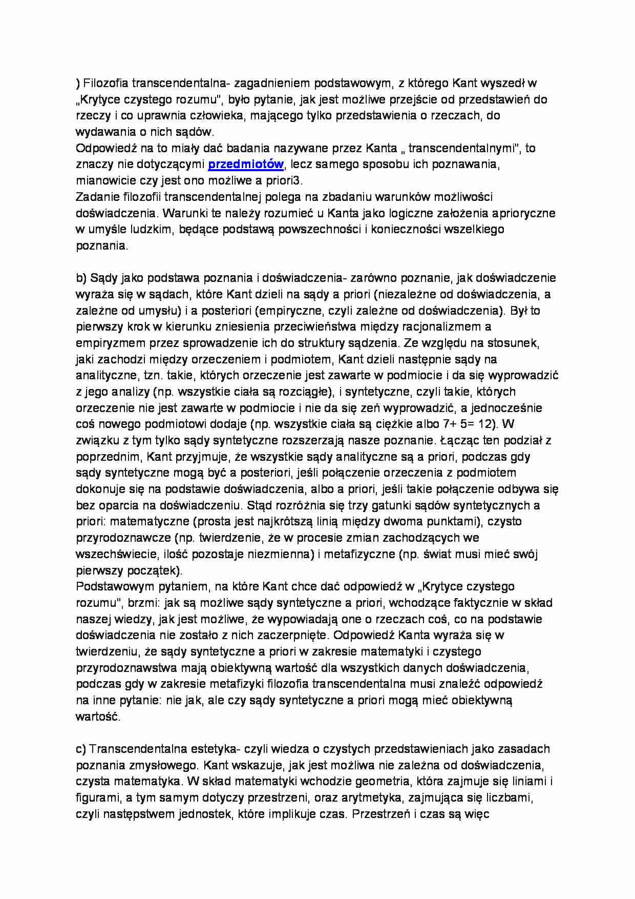 Filozofia transcendentalna - wykład - strona 1