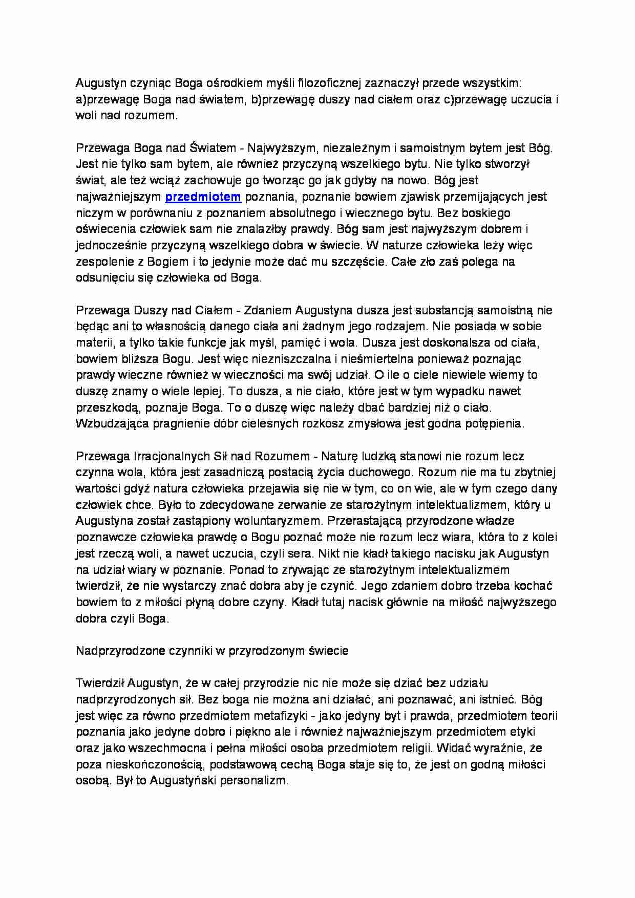 Św. Augustyn - wykład - strona 1
