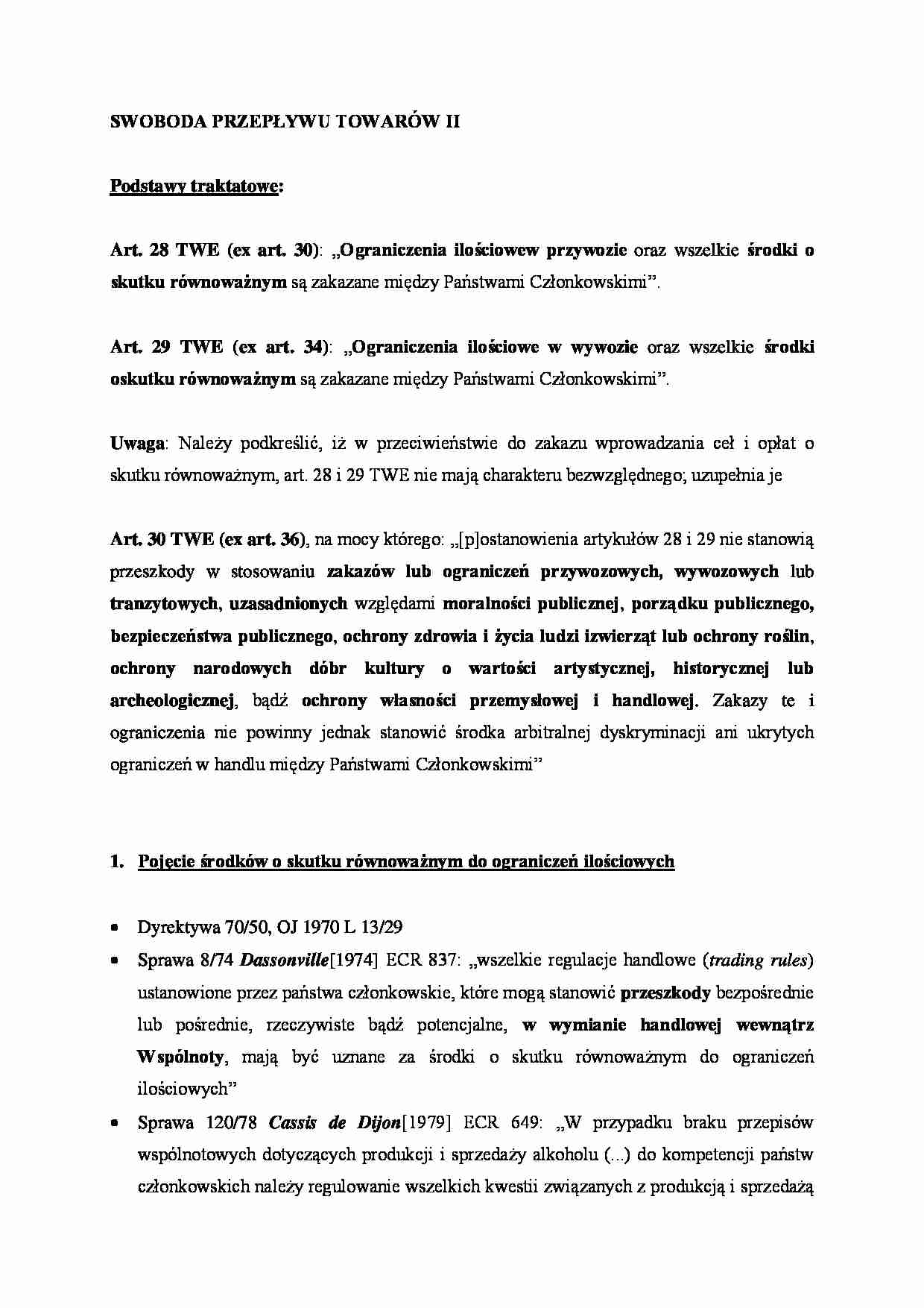 Swoboda przepływu towarów II - strona 1