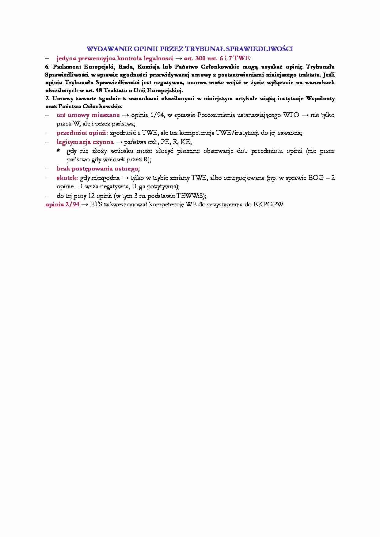 Wydawanie opinii przez Trybunał Sprawiedliwości - strona 1