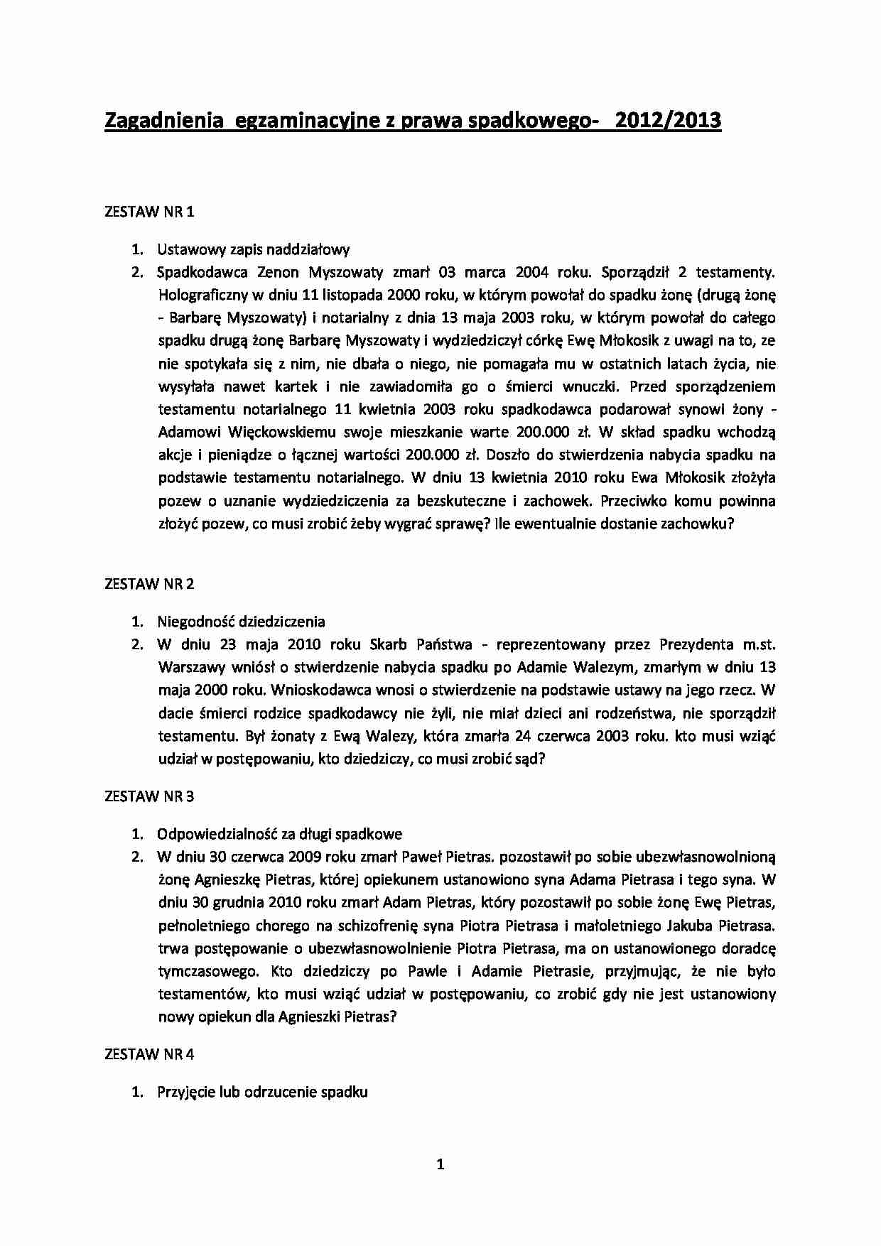 Kazusy z pytaniami na egzamin 2013 - strona 1
