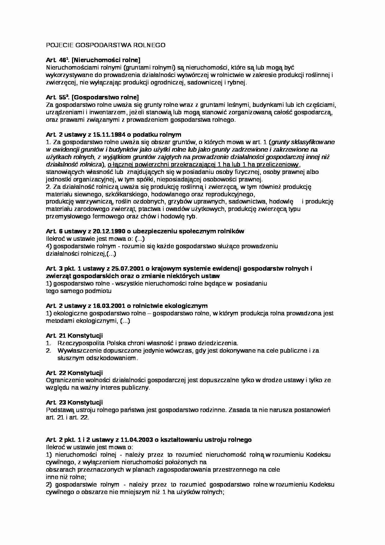 Pojęcie gospodarstwa rolnego - strona 1