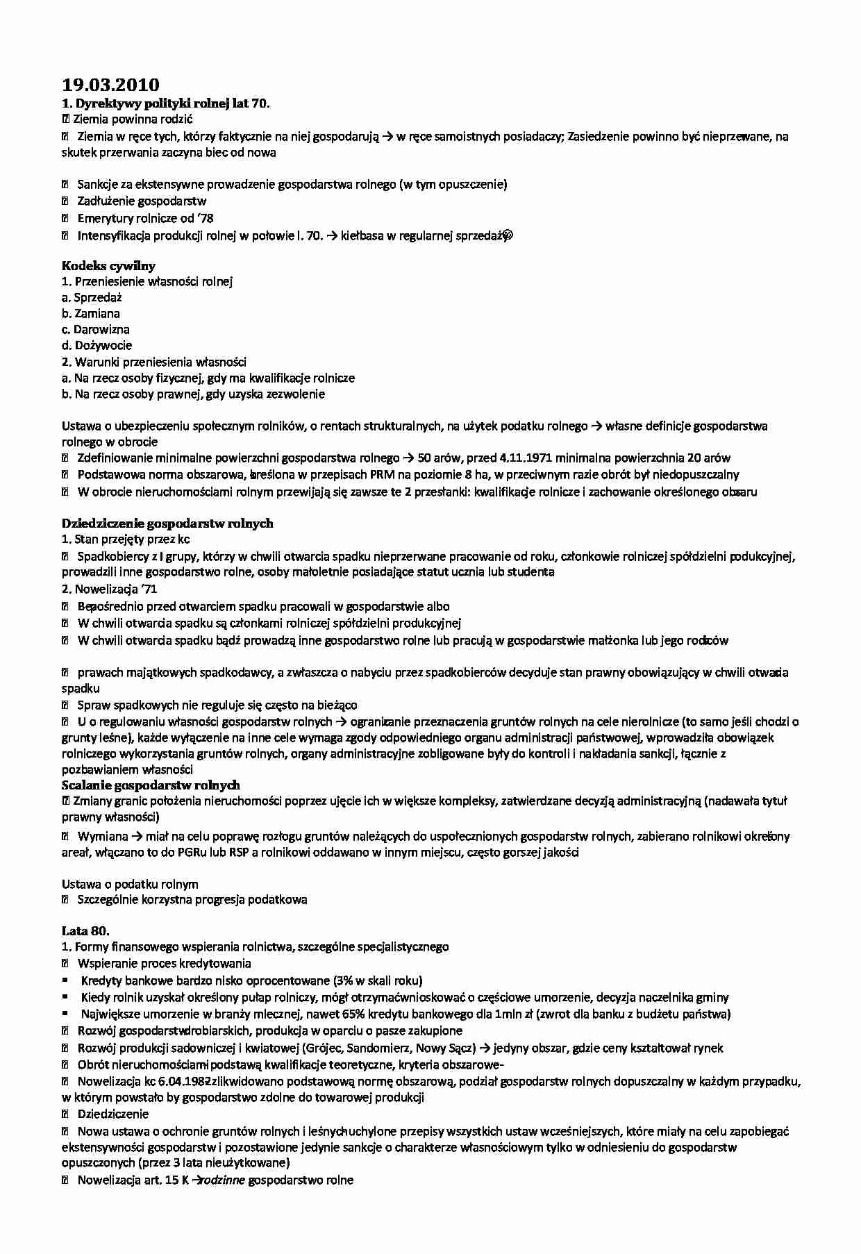 Prawo rolne - wykład 5 - strona 1