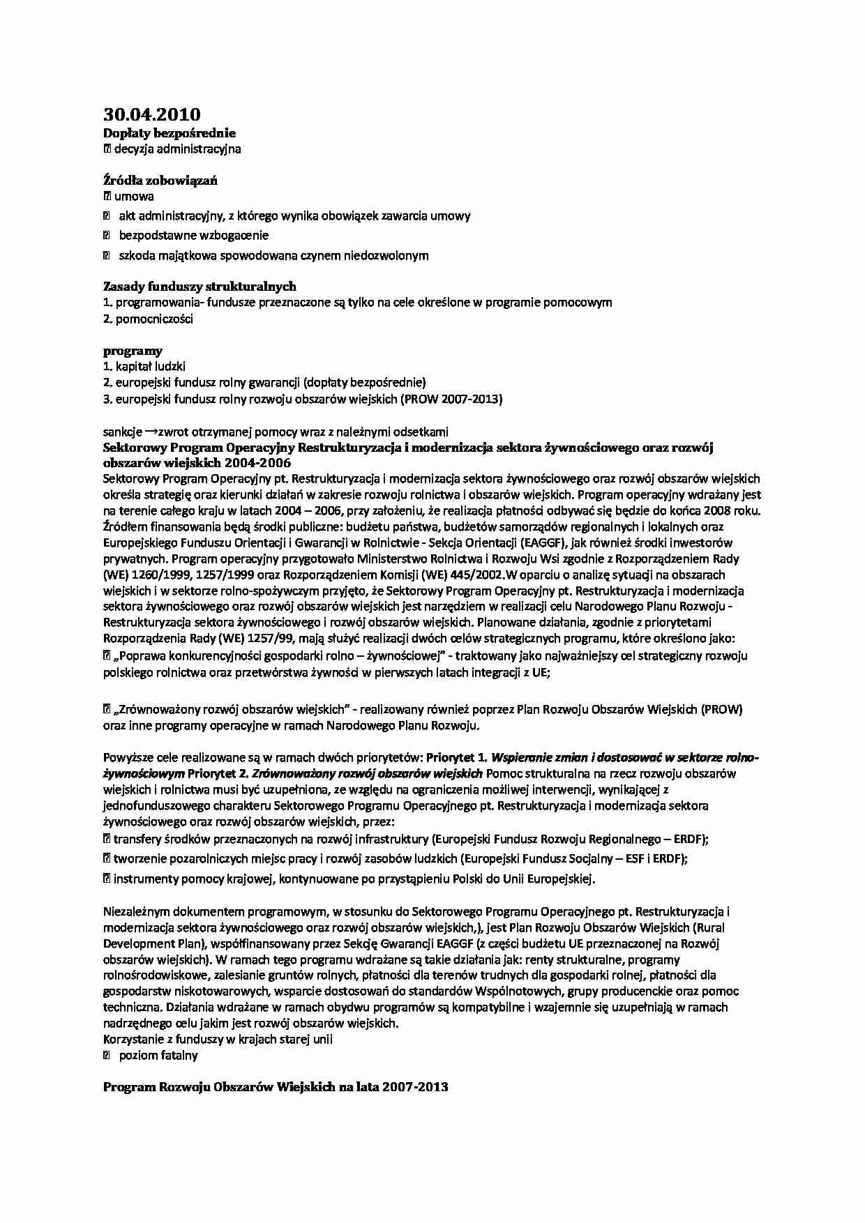 Prawo rolne - wykład 10 - strona 1