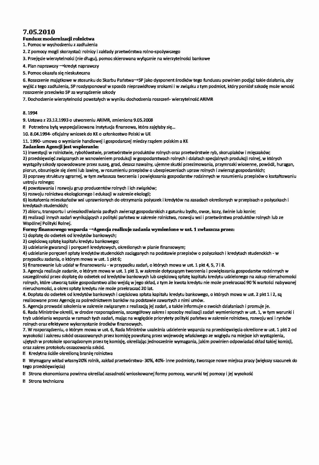 Prawo rolne - wykład 11 - strona 1