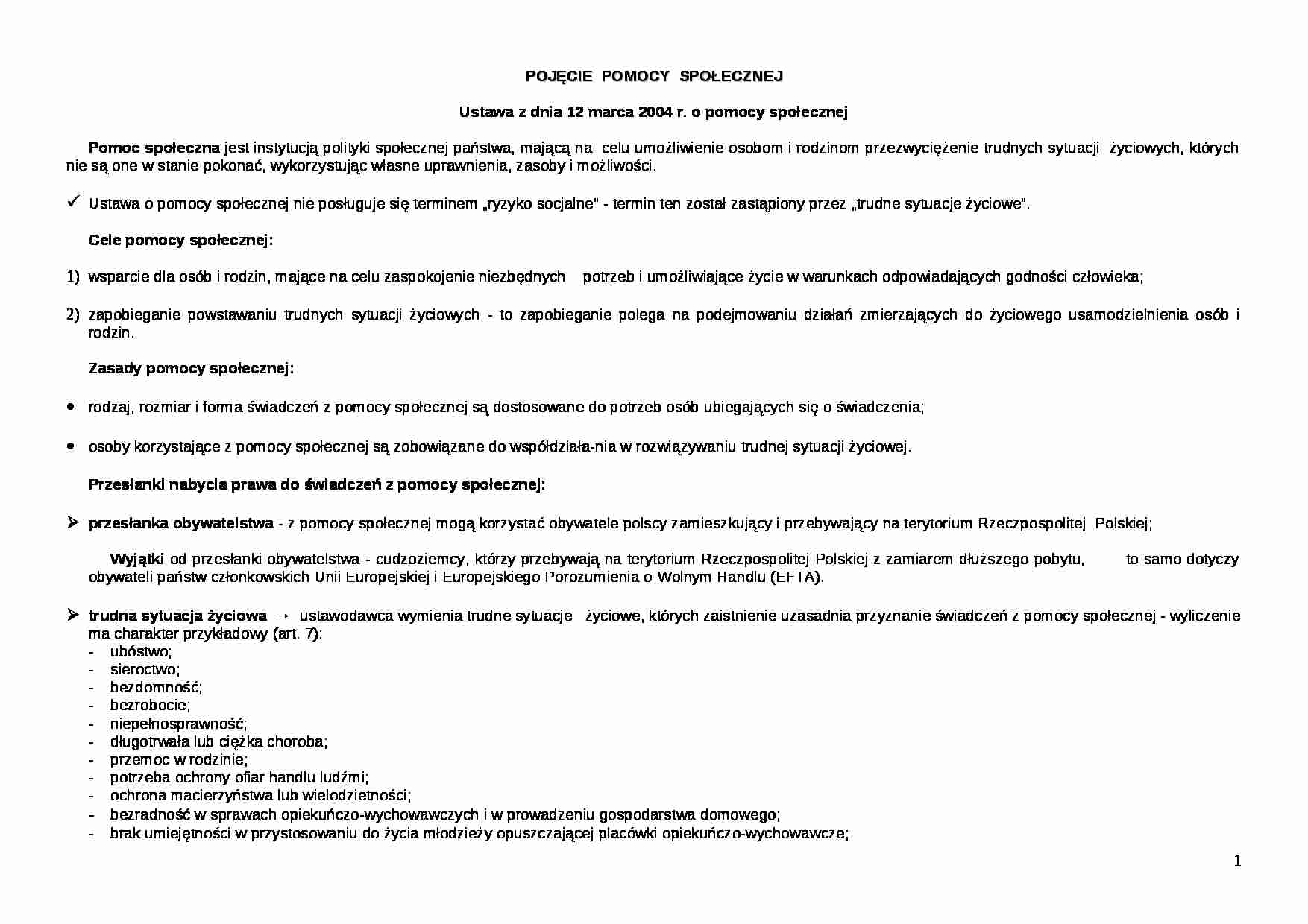 14. Pojęcie pomocy społecznej - strona 1