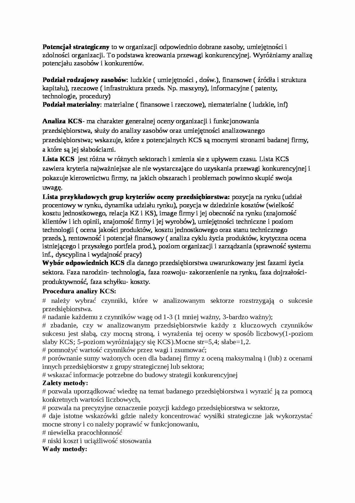 Zarządzanie strategiczne- wykład+ćwiczenia - strona 1