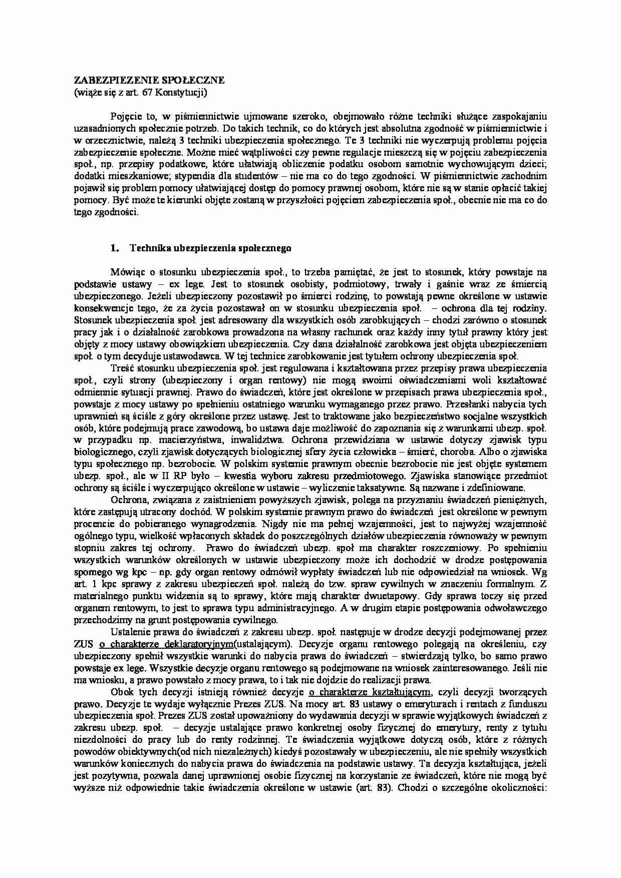 Zabezpieczenia społeczne - strona 1