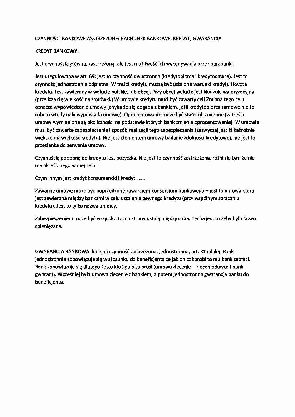 Czynności bankowe zastrzeżone - strona 1