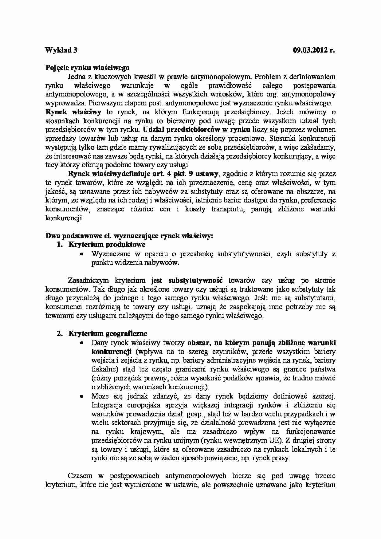 Ochrona konkurencji - wykład 3 - strona 1