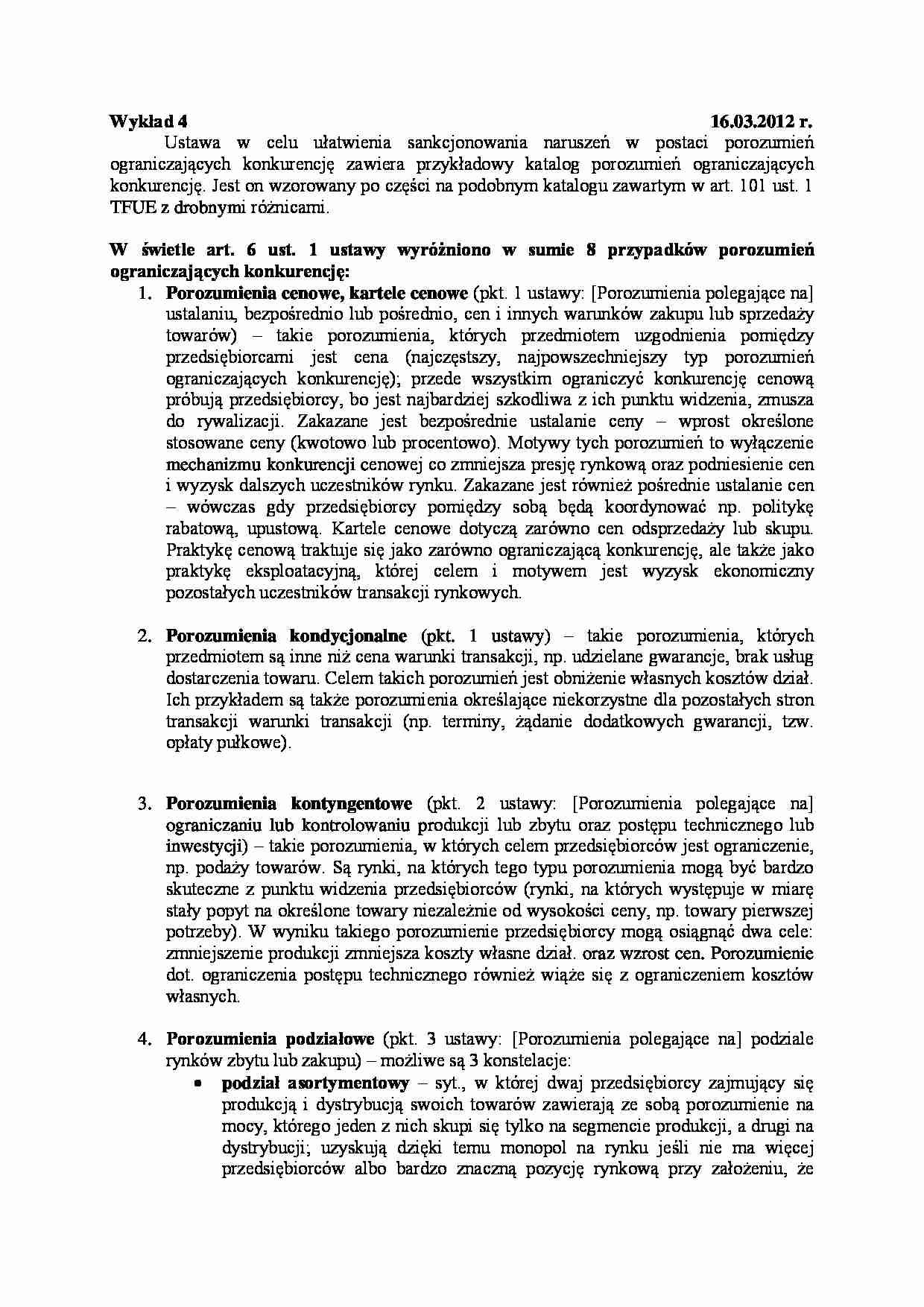 Ochrona konkurencji - wykład 4 - strona 1