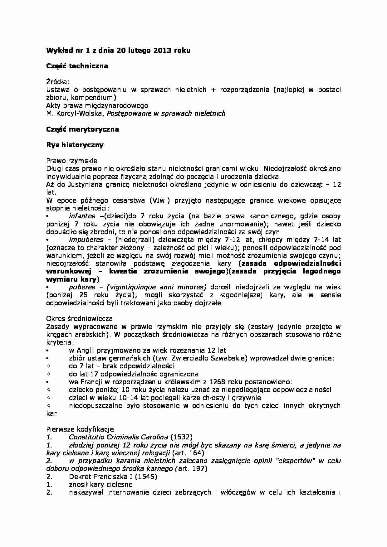 Prawo nieletnich - wykład 1 - strona 1