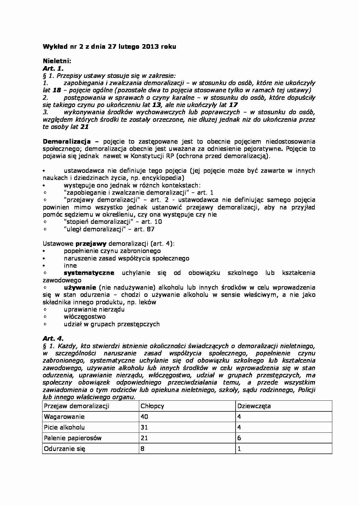 Prawo nieletnich - wykład 2 - strona 1