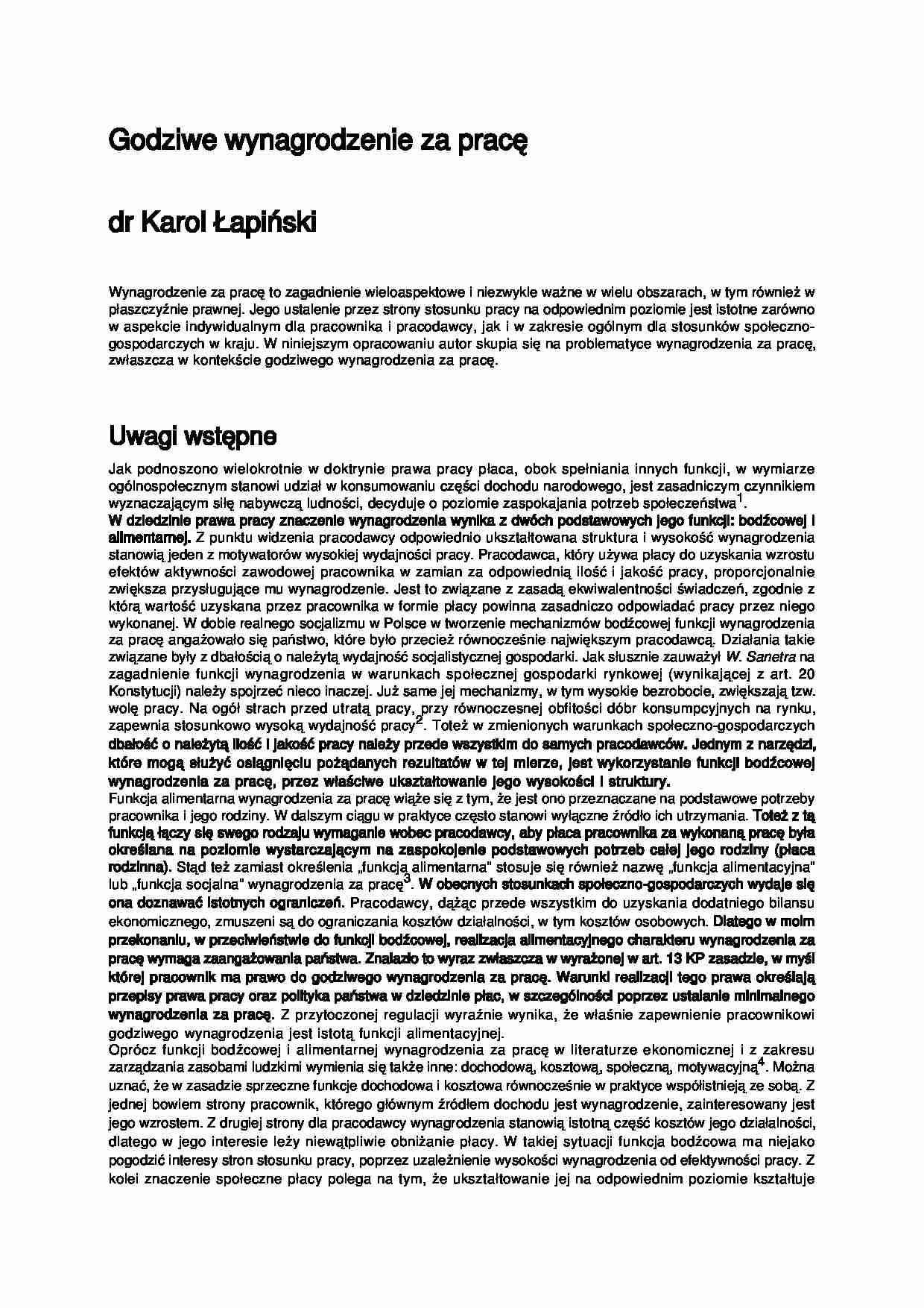 Godziwe wynagrodzenie za pracę - strona 1