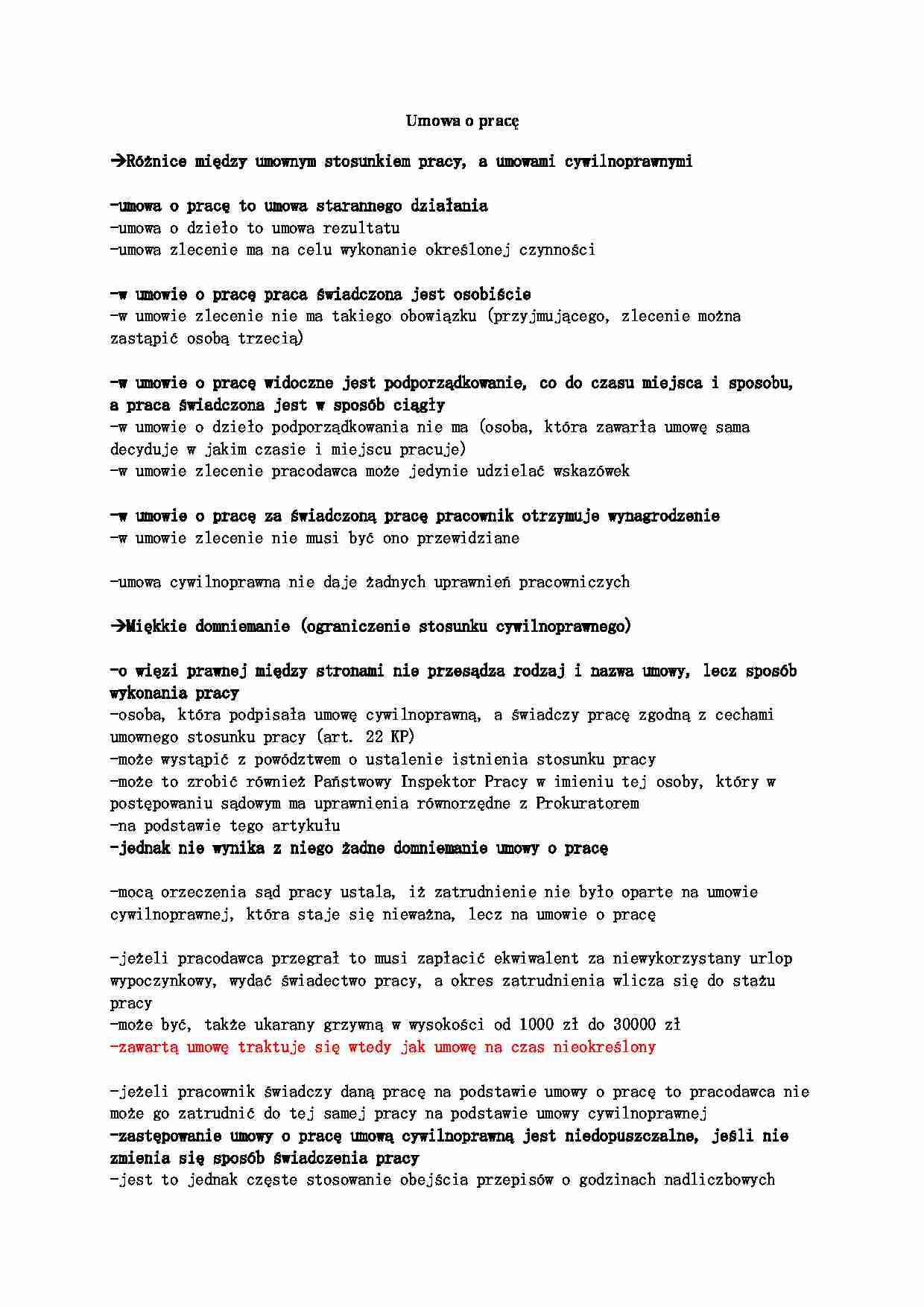 Umowa o pracę - strona 1