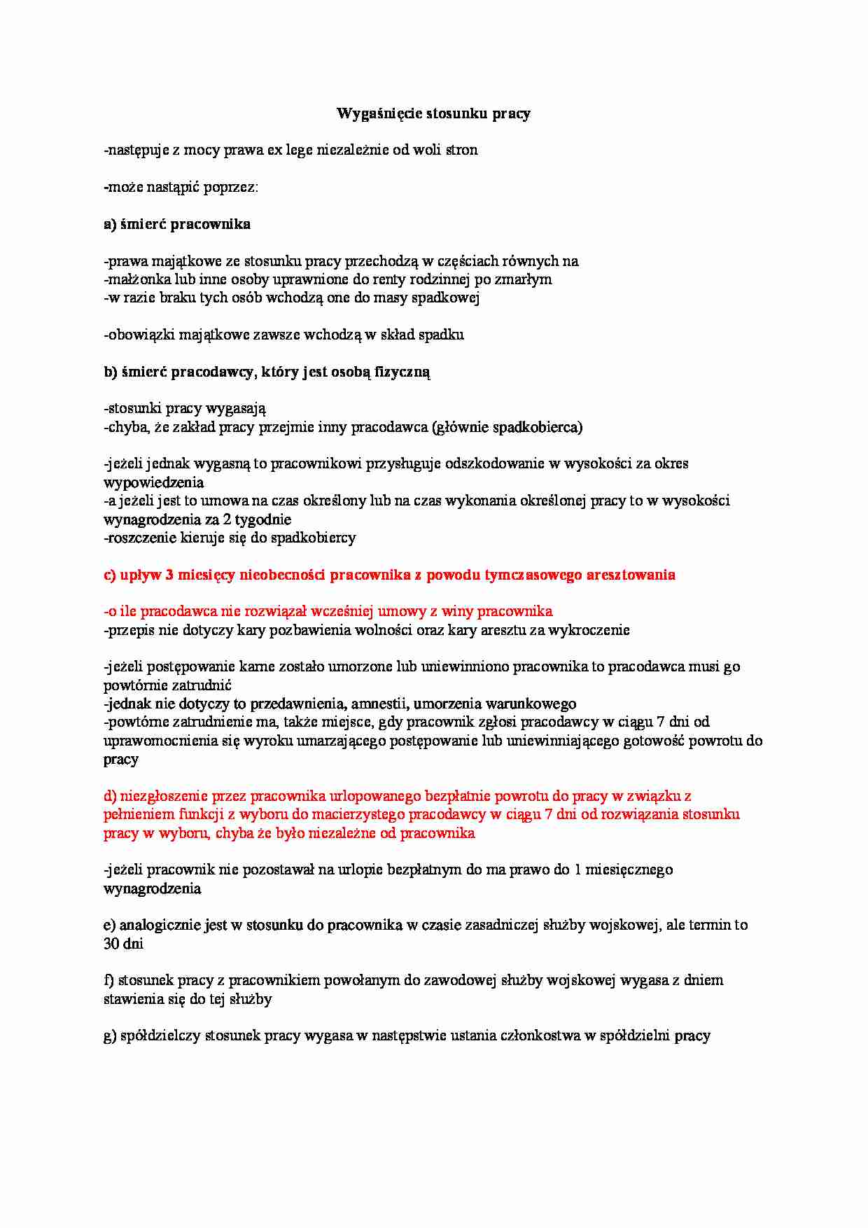 Wygaśnięcie stosunku pracy - strona 1