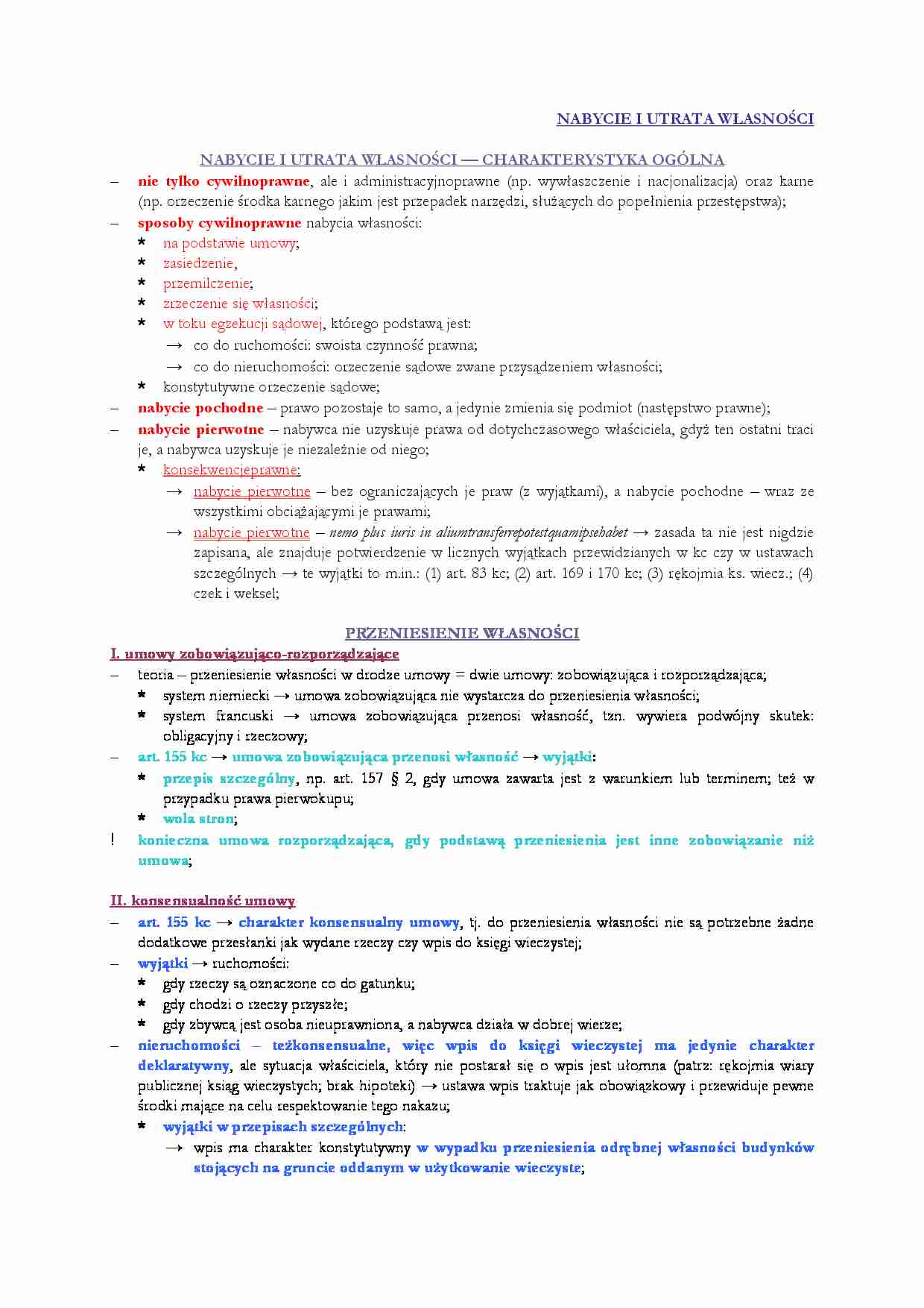 Nabycie i utrata własności - strona 1