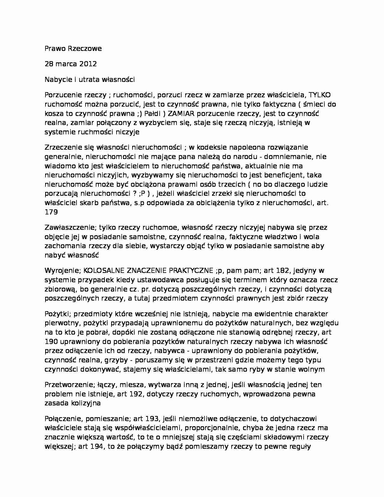 Prawo rzeczowe - wykład 5 - strona 1