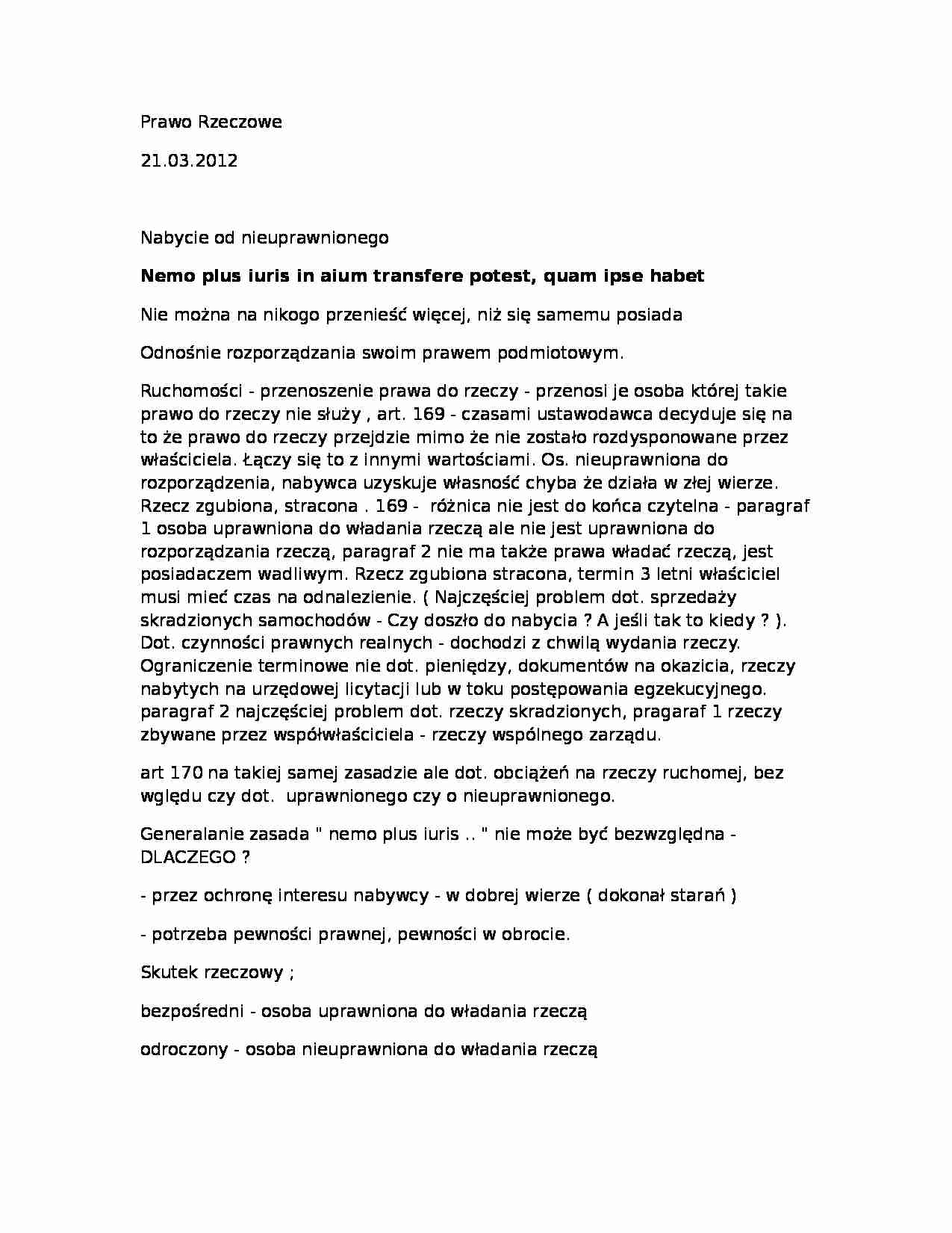 Prawo rzeczowe - wykład 4 - strona 1