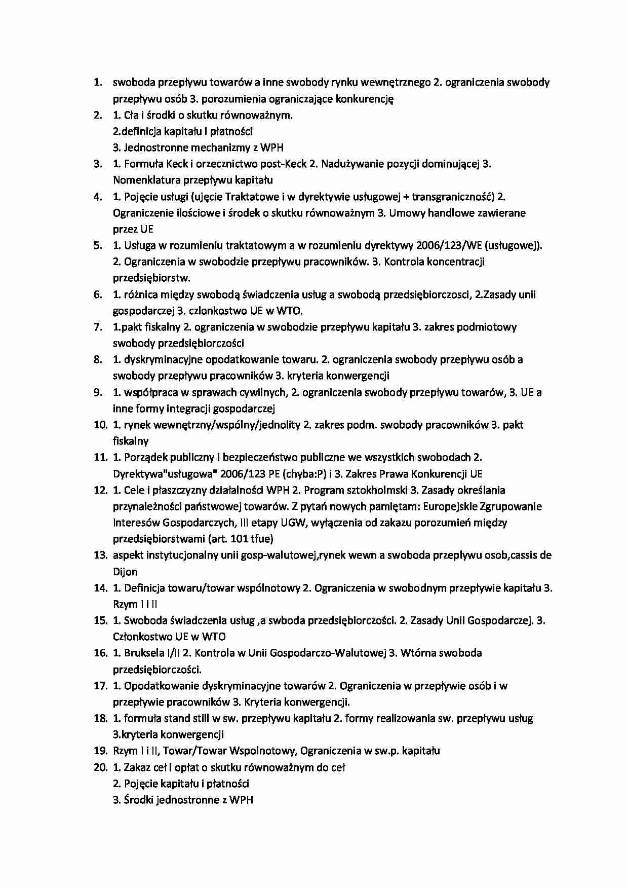 Pytania - Swoboda przepływu towarów - strona 1