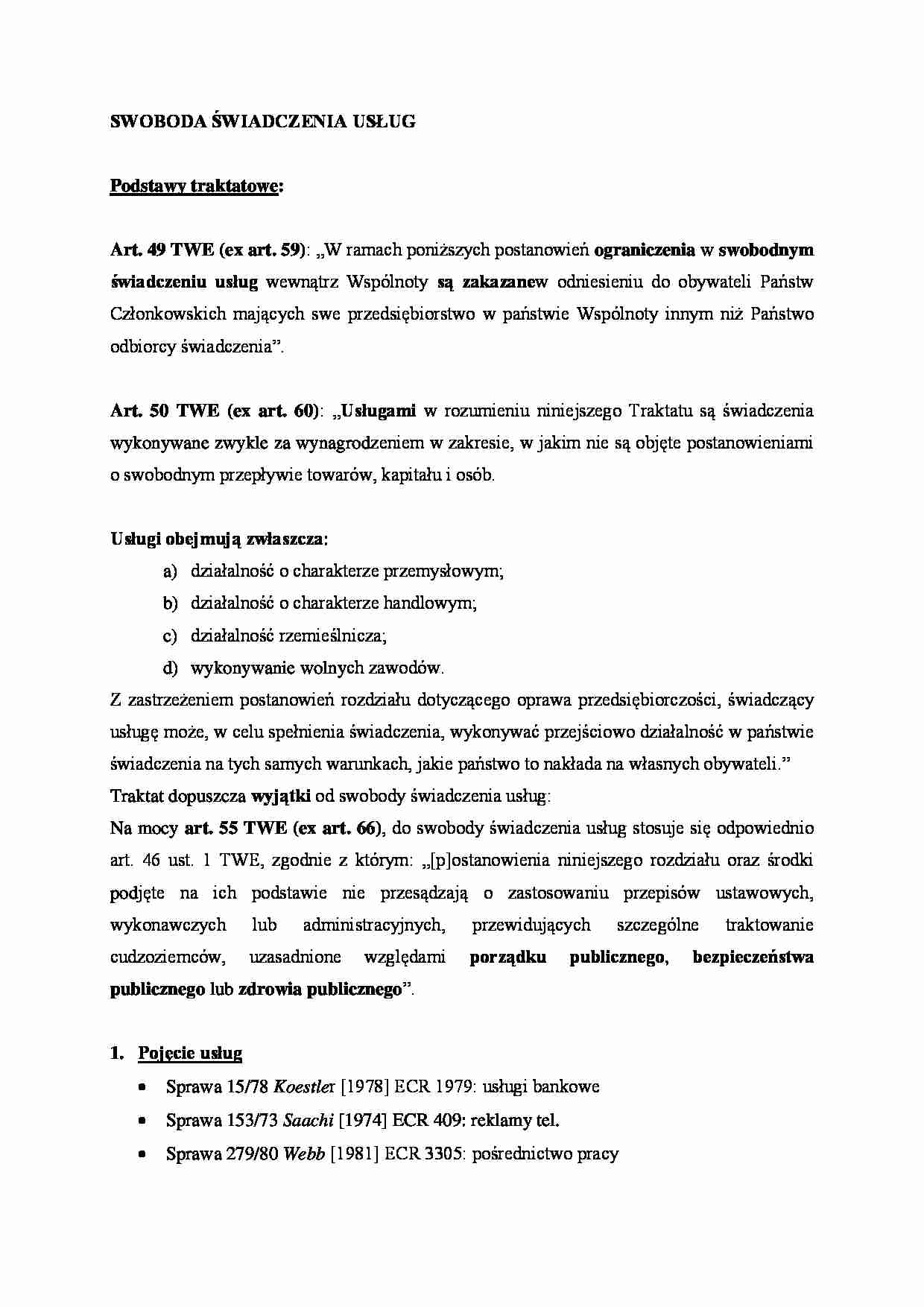 Swoboda świadczenia usług - strona 1