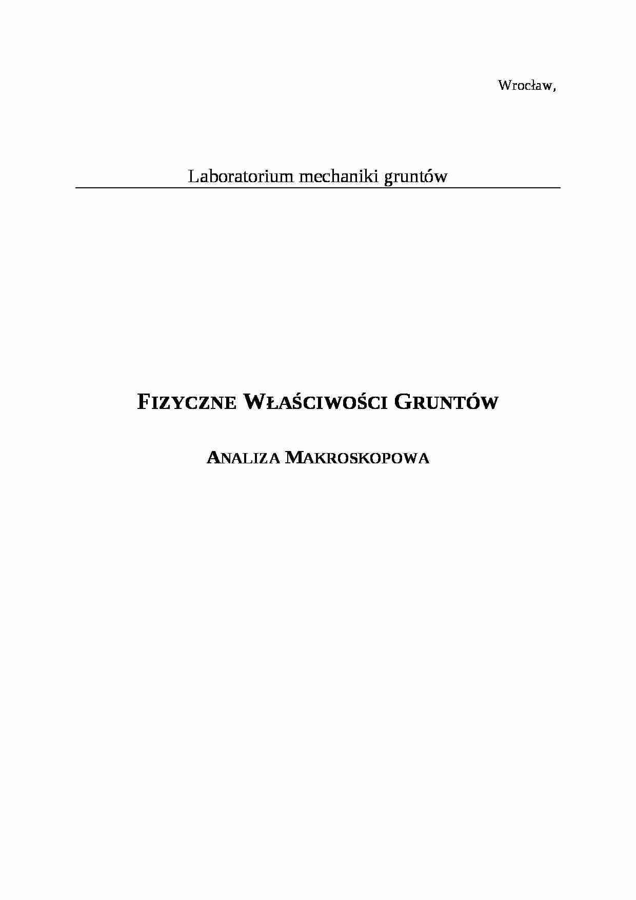 Fizyczne właściwości gruntów - Analiza makroskopowa - strona 1