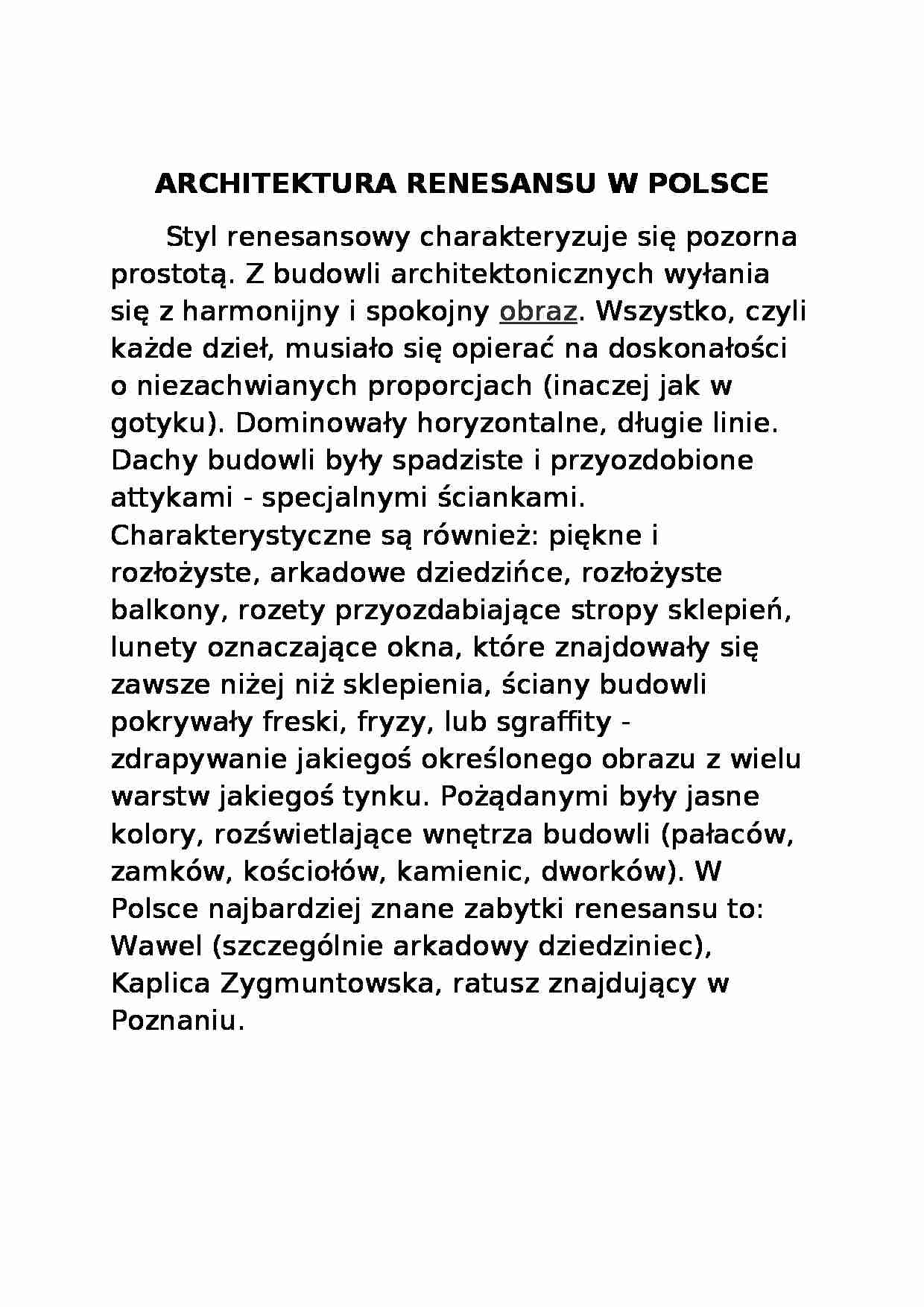 Zabytki renesansu w Polsce - przykłady i omówienie stylu - strona 1