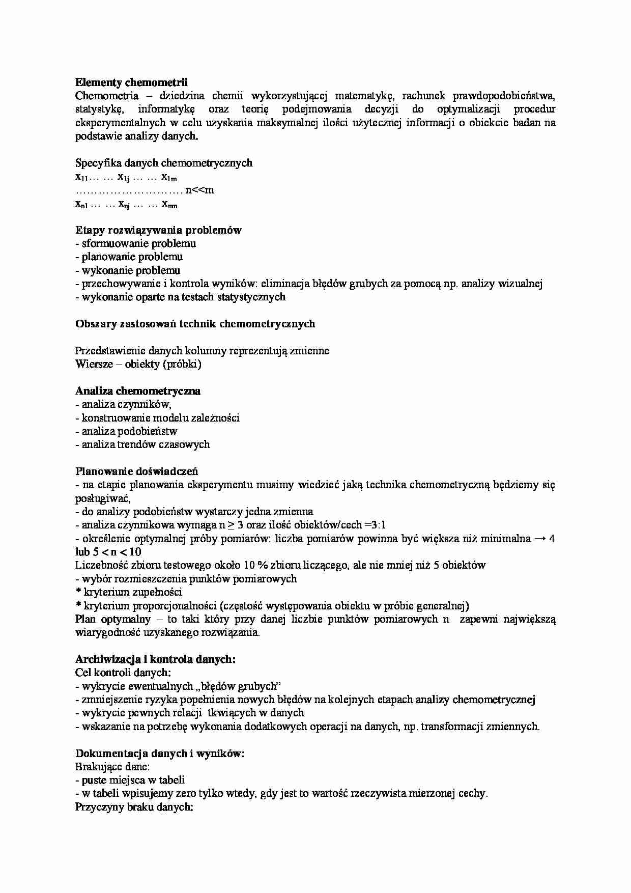 Elementy chemometrii - omówienie - strona 1