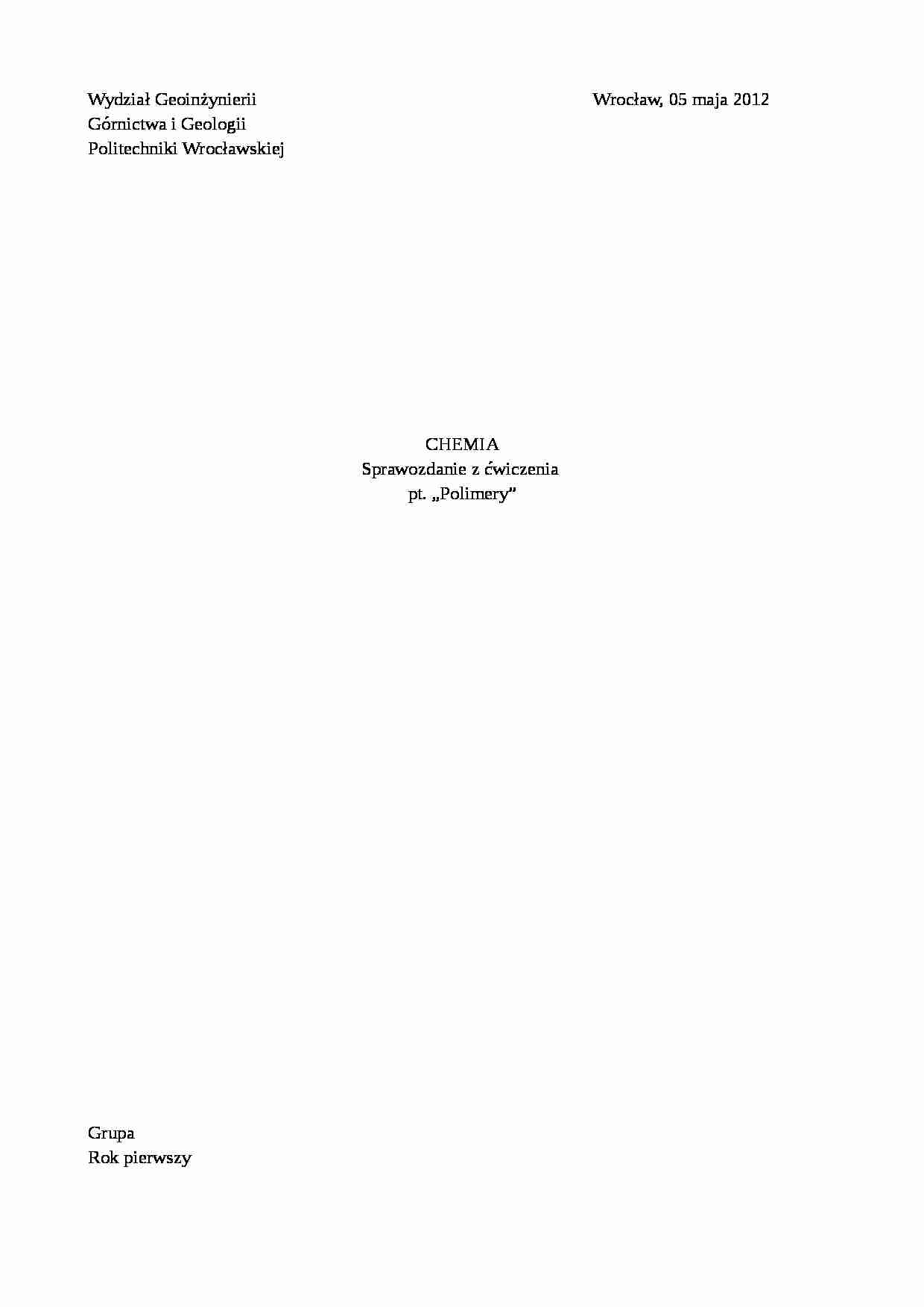 Polimery - sprawozdanie - strona 1
