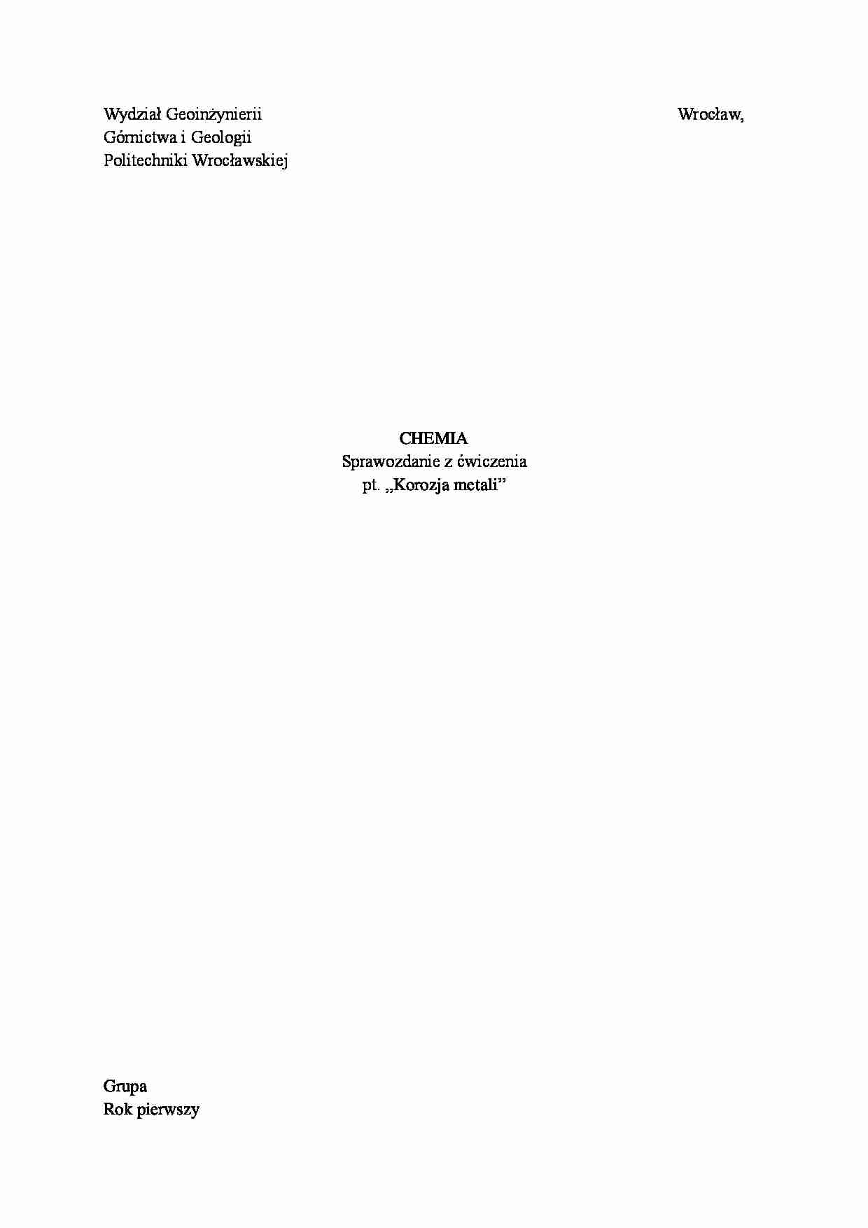 Korozja metali -  omówienie - strona 1