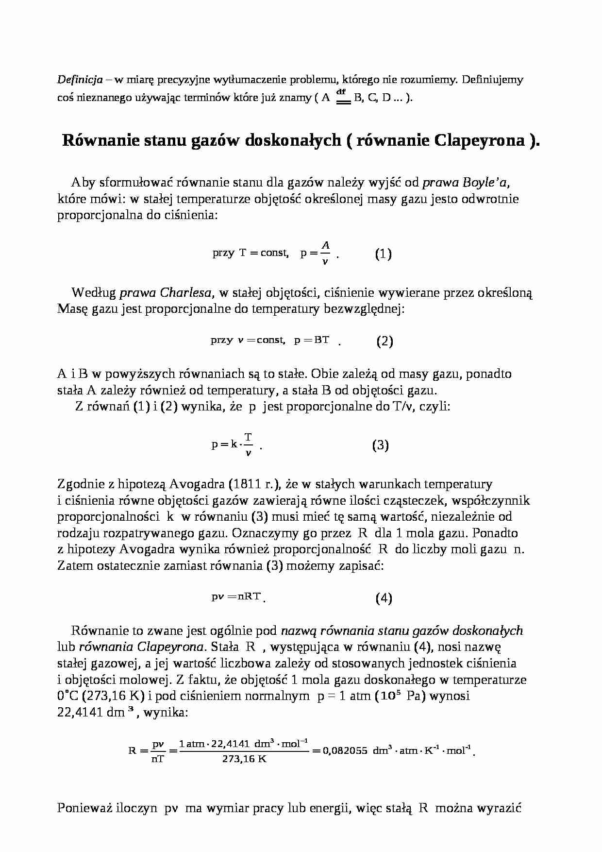 Stała gazowa R - wykład - strona 1