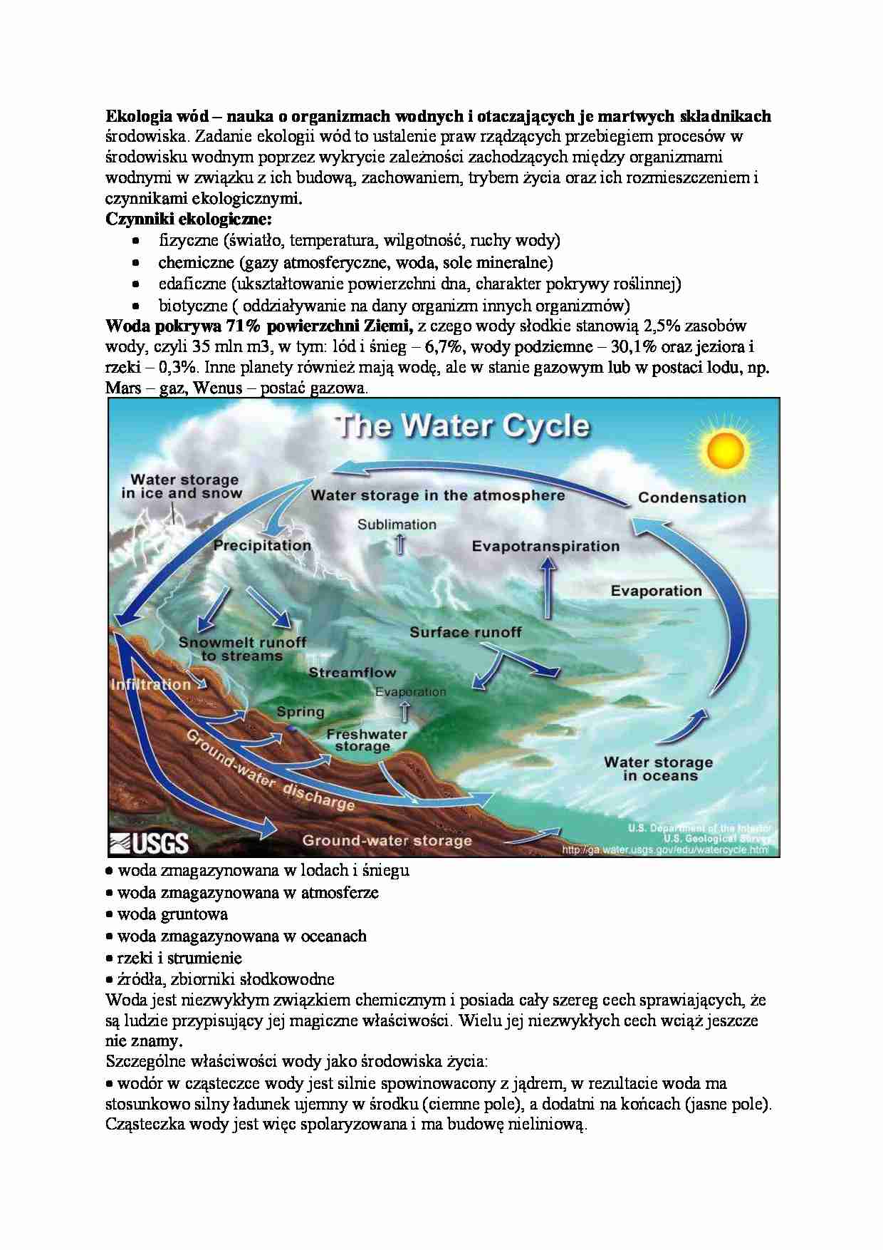 znaczenie biologiczne wody - omówienie - strona 1