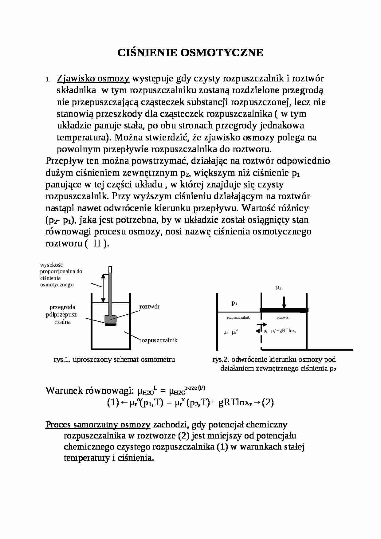 cisnienie osmotyczne - omówienie - strona 1