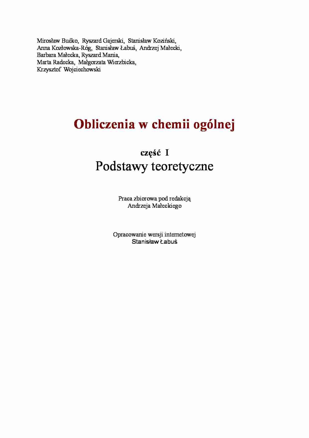 Chemia ogólna wykład - strona 1