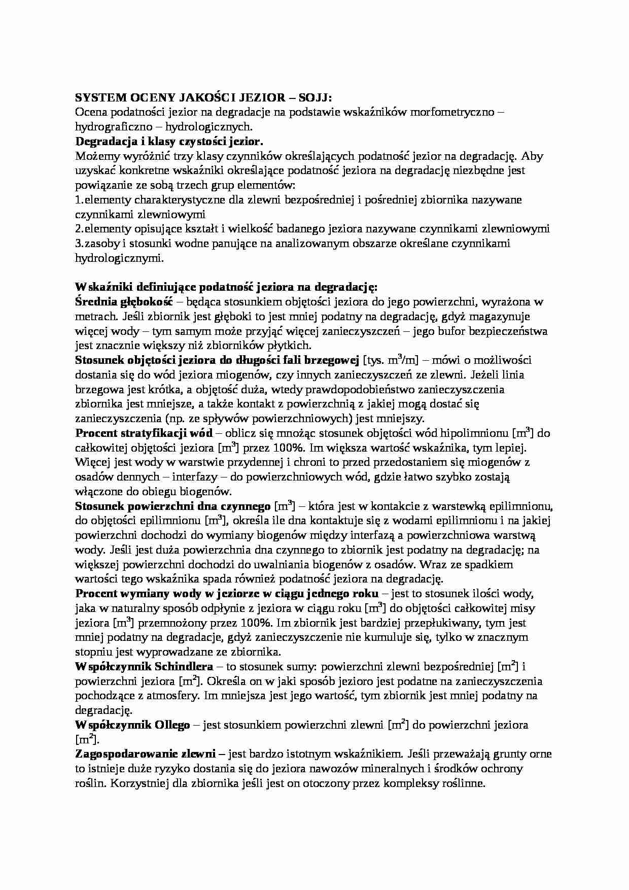 systemy jakości jezior - omówienie - strona 1