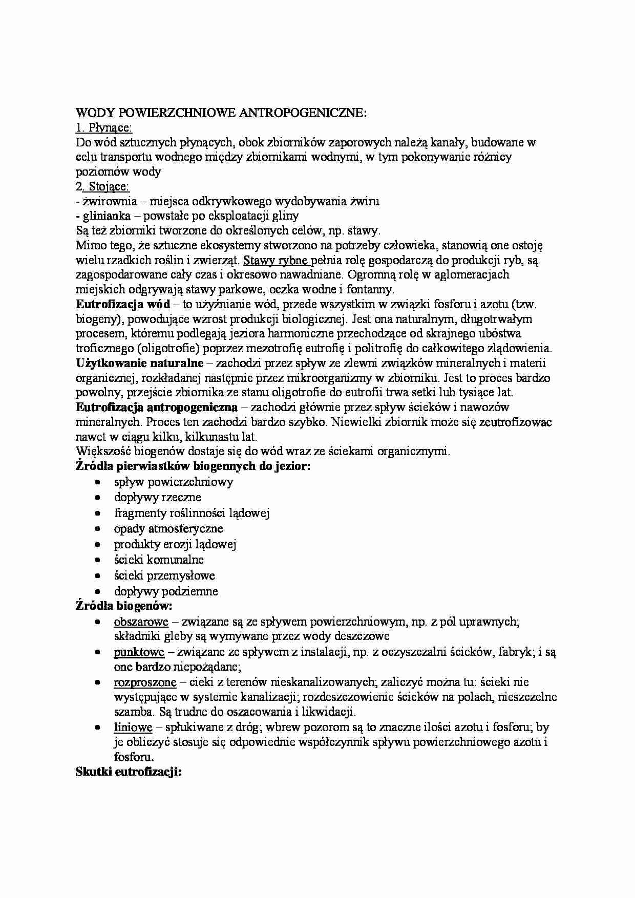 Wody powierzchowne antropogeniczne - omówienie - strona 1