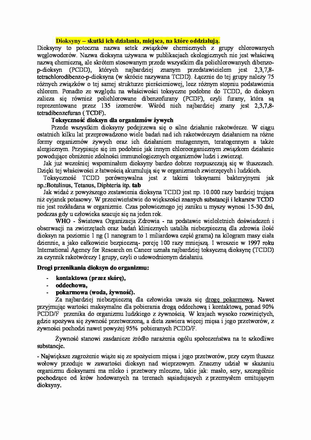 Dioksyny - omówienie - strona 1