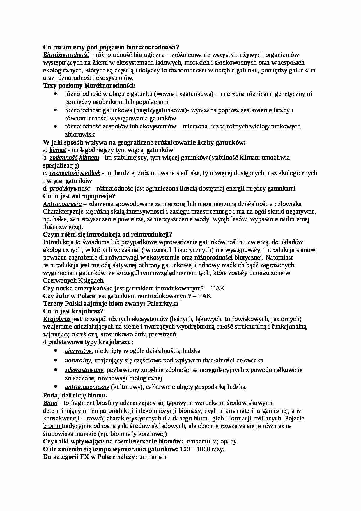 fauna polski - pytania z kolokwium - strona 1