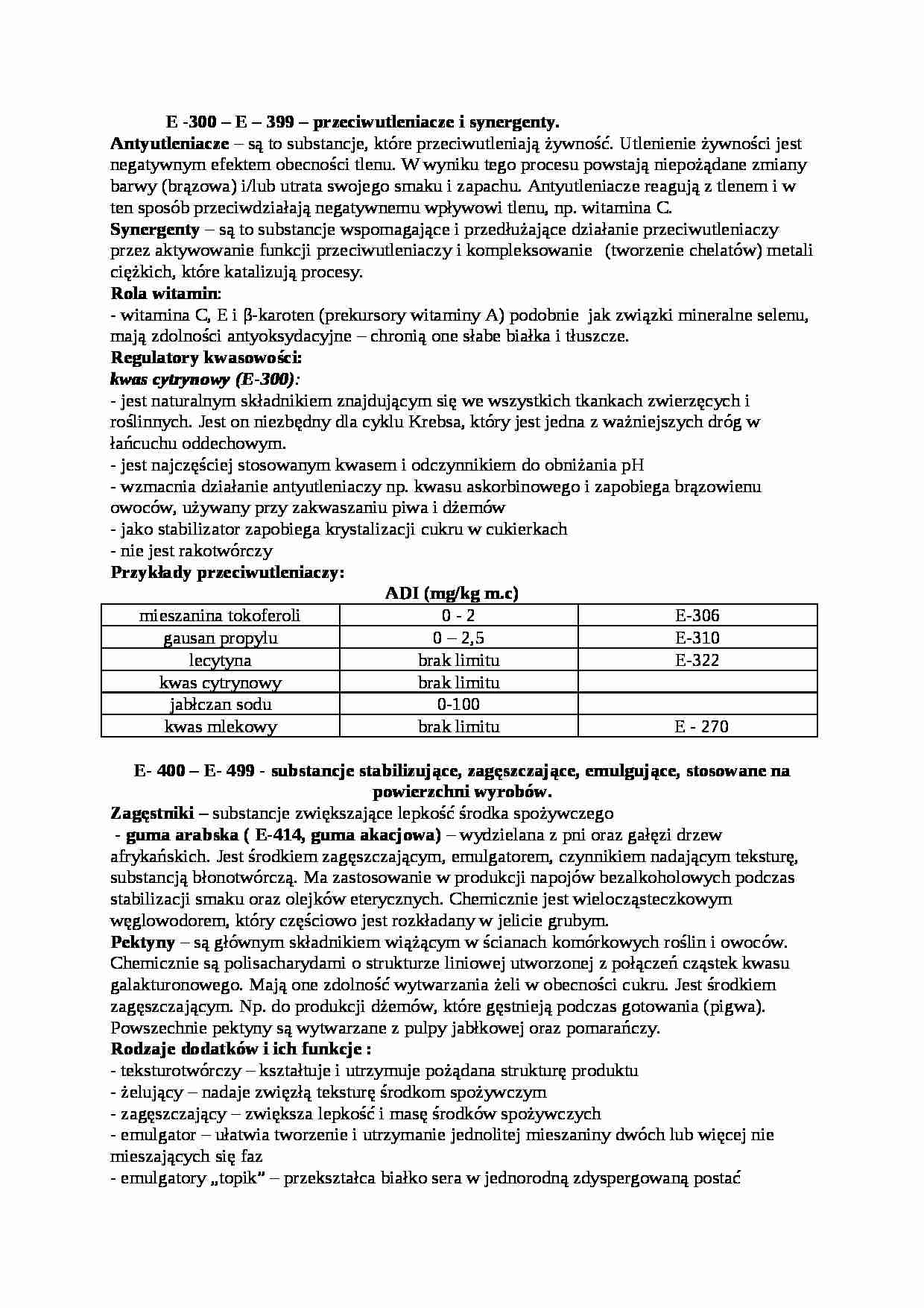 przeciwutleniacze i synergenty - omówienie - strona 1