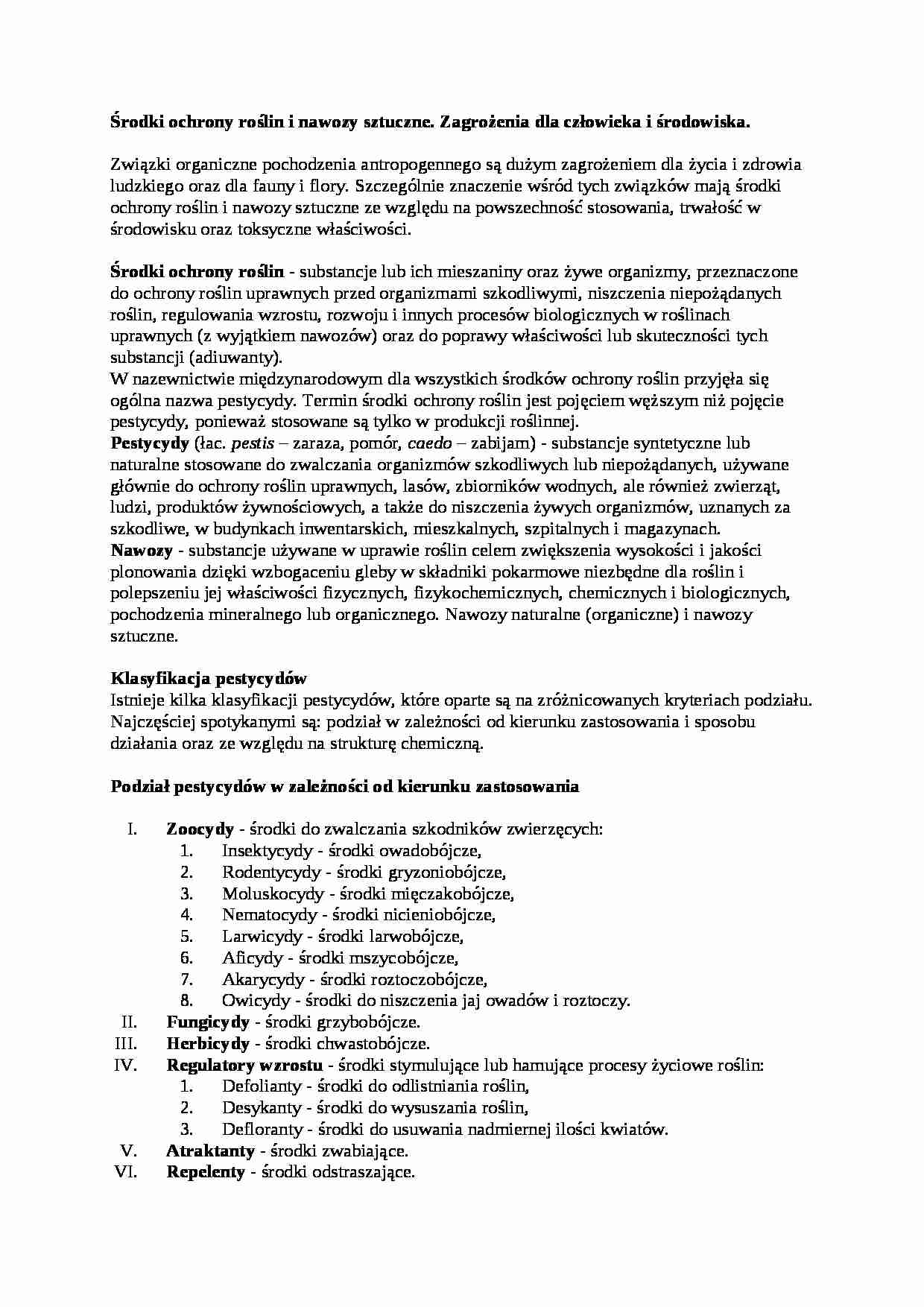 Środki ochrony roślin i nawozy sztuczne - omówienie - strona 1