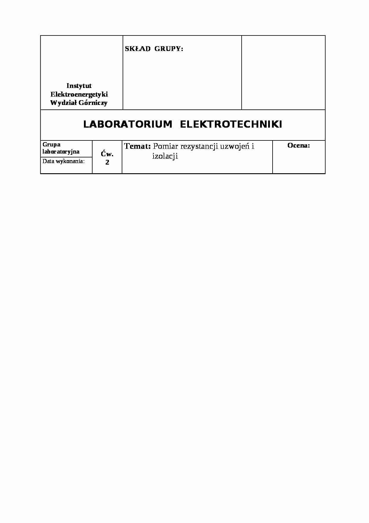 pomiar rezystancji uzwojeń i izolacji - sprawdzian - strona 1