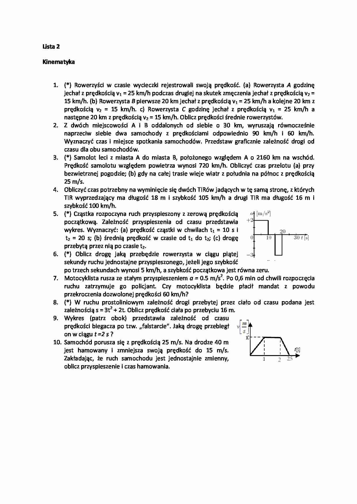 kinematyka - działania  - strona 1