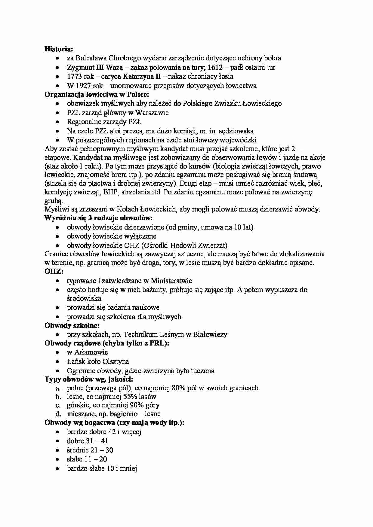 Historia Lowiectwa w Polsce - omówienie - strona 1