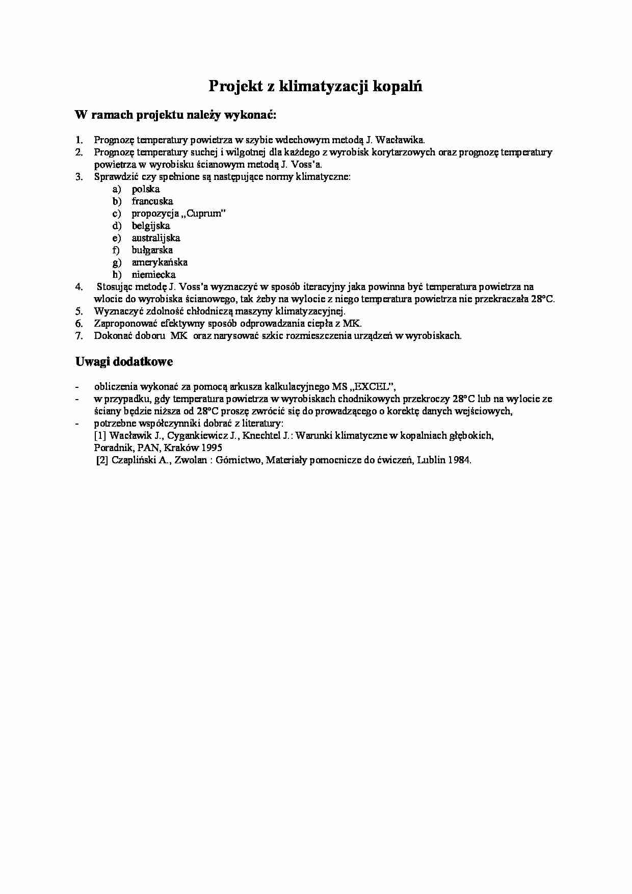 projekt z klimatyzacji kopalń - omówienie - strona 1